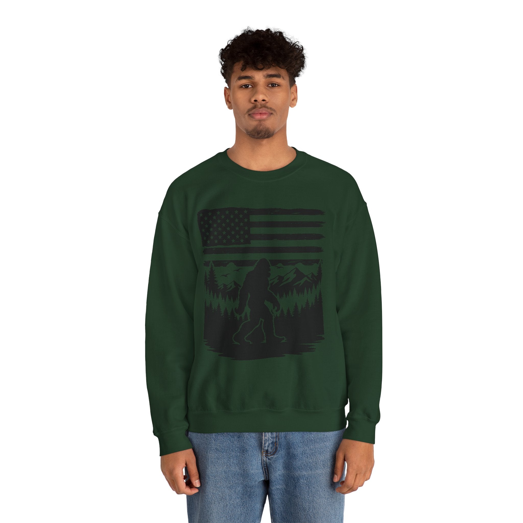 Bigfoot American Flag Crewneck Sweatshirt