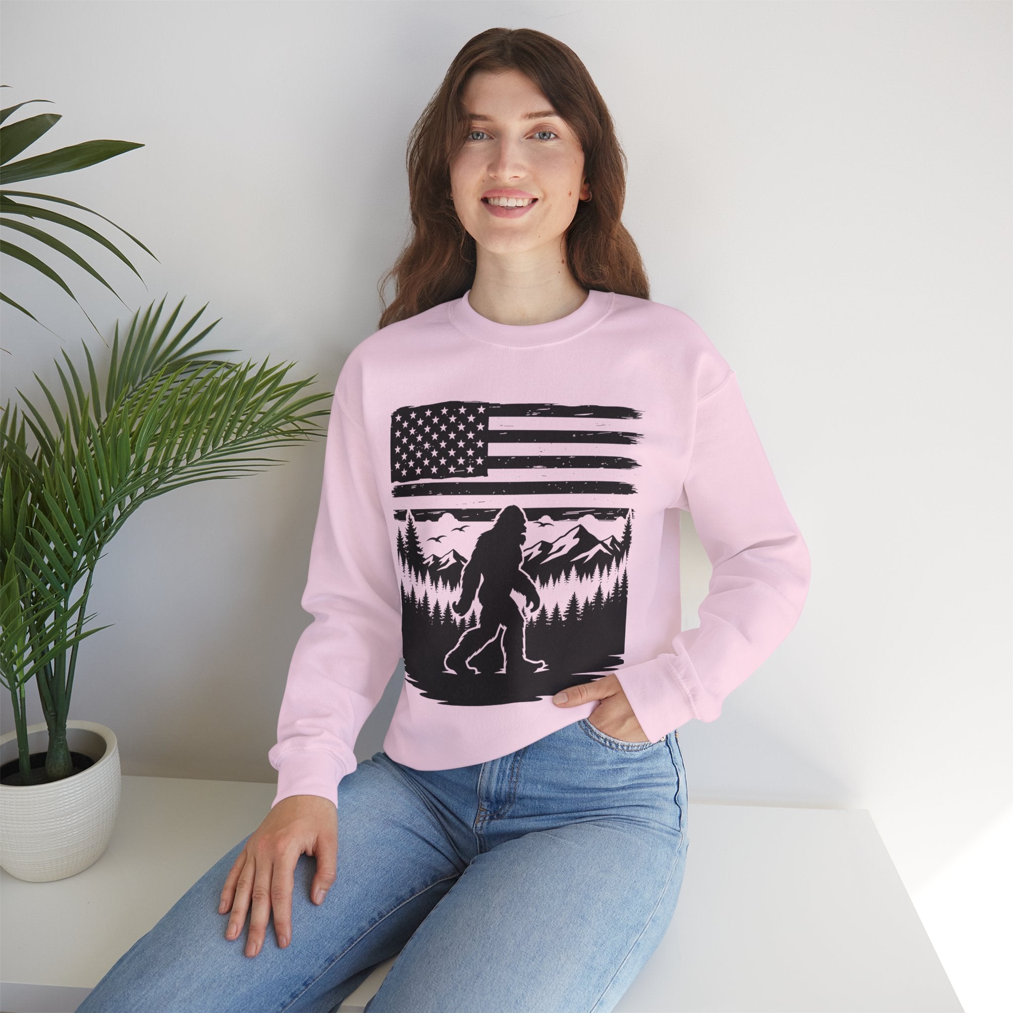 Bigfoot American Flag Crewneck Sweatshirt