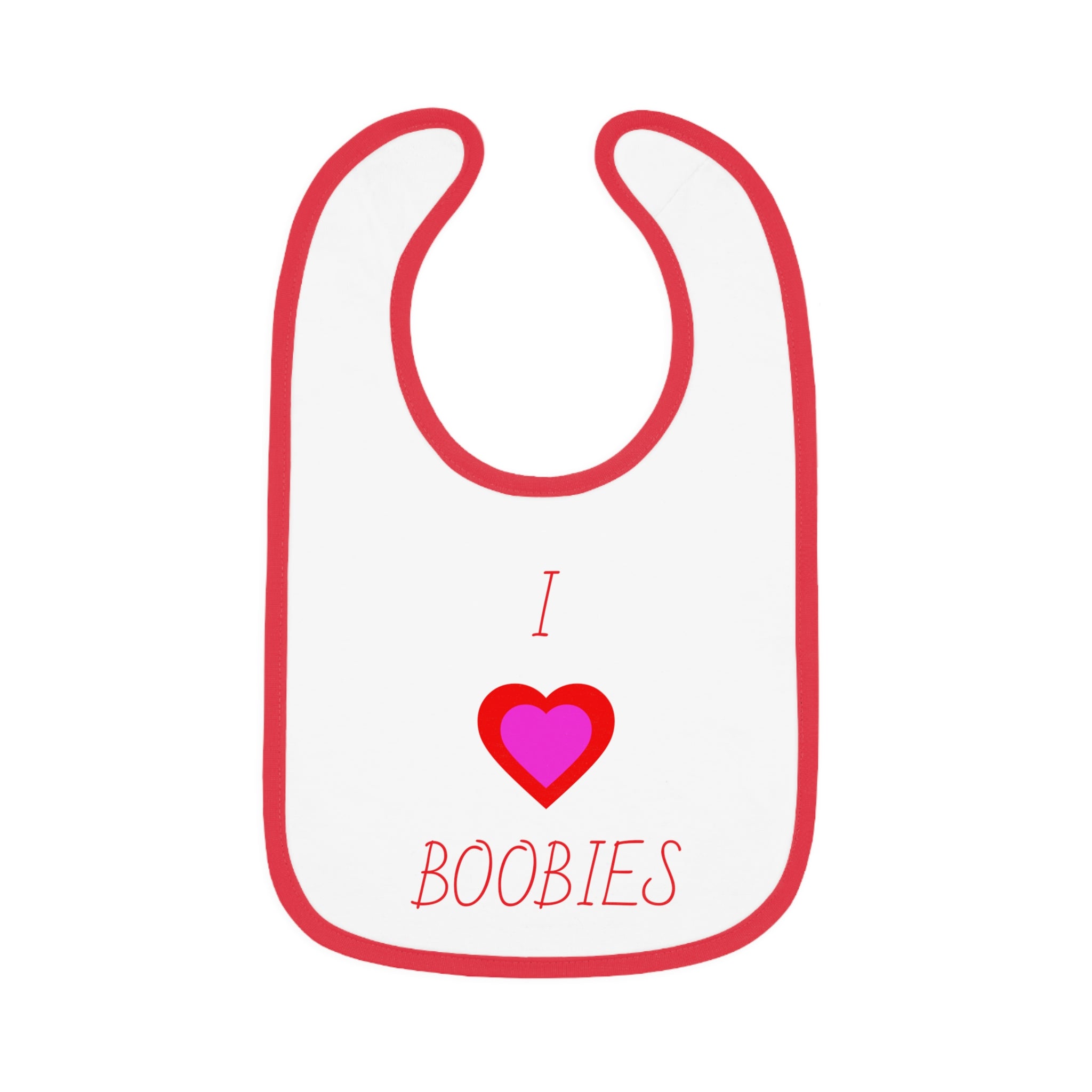 Cute Baby Bib - "I  Boobies" Contrast Trim Jersey Bib for Infants