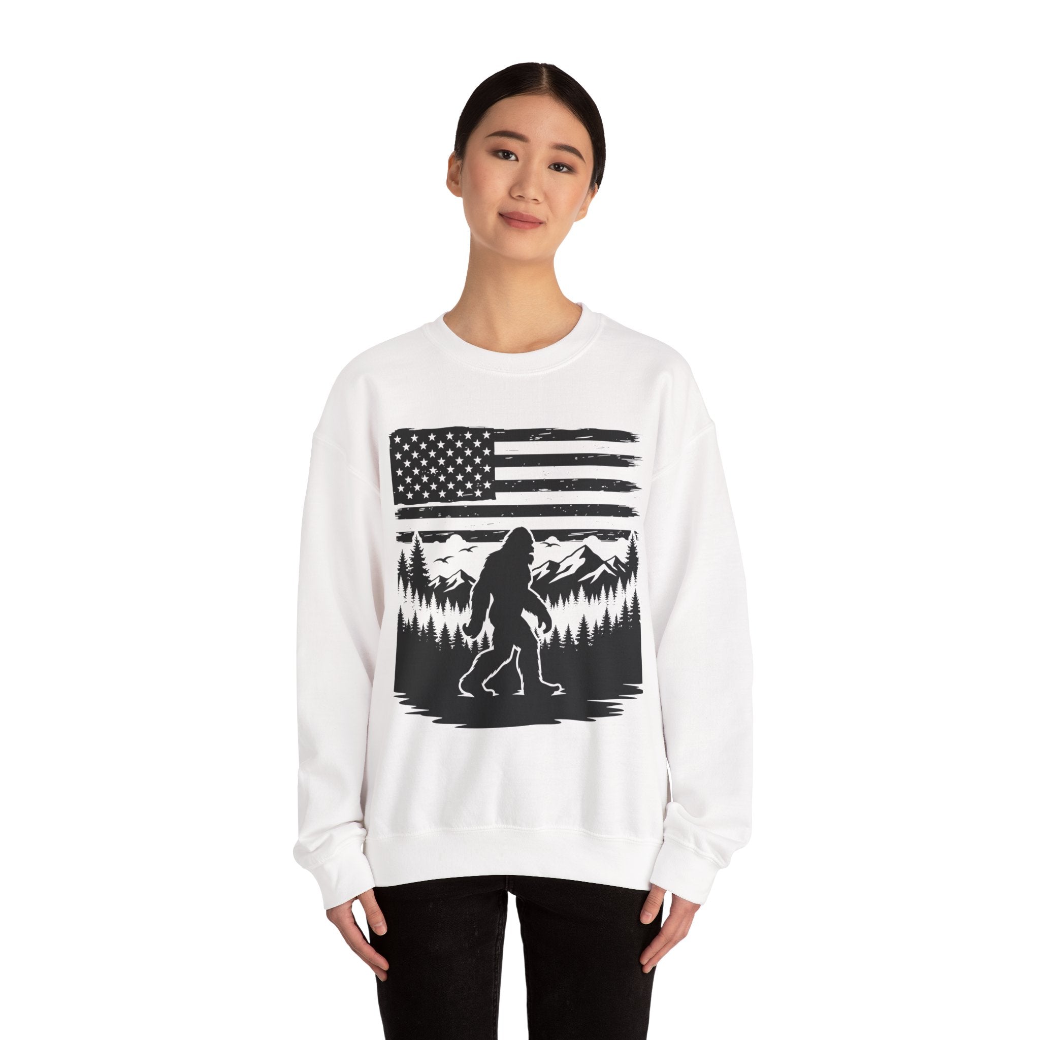 Bigfoot American Flag Crewneck Sweatshirt
