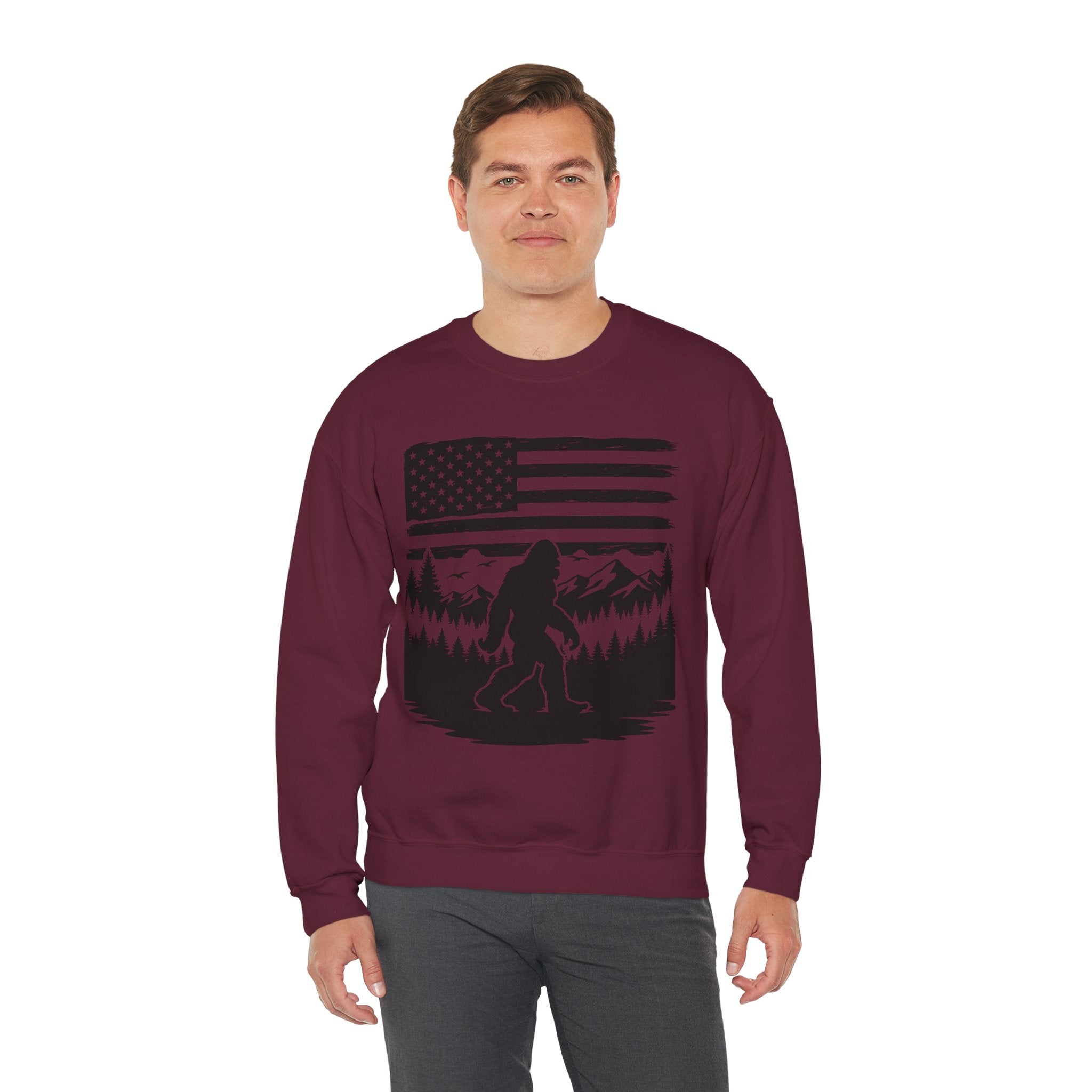 Bigfoot American Flag Crewneck Sweatshirt