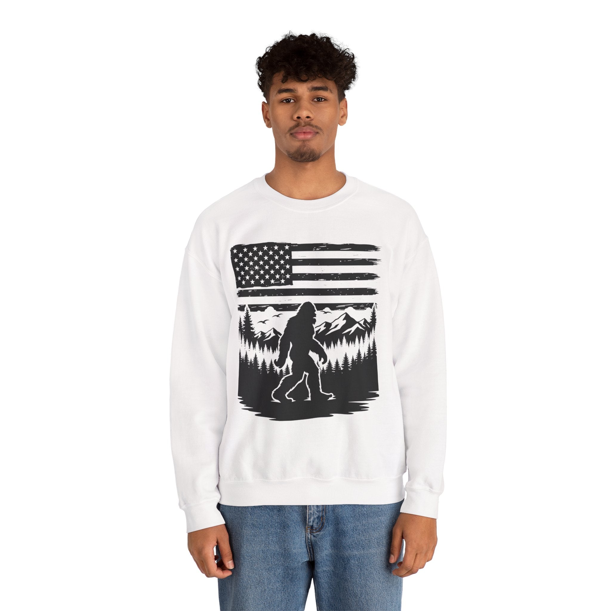 Bigfoot American Flag Crewneck Sweatshirt