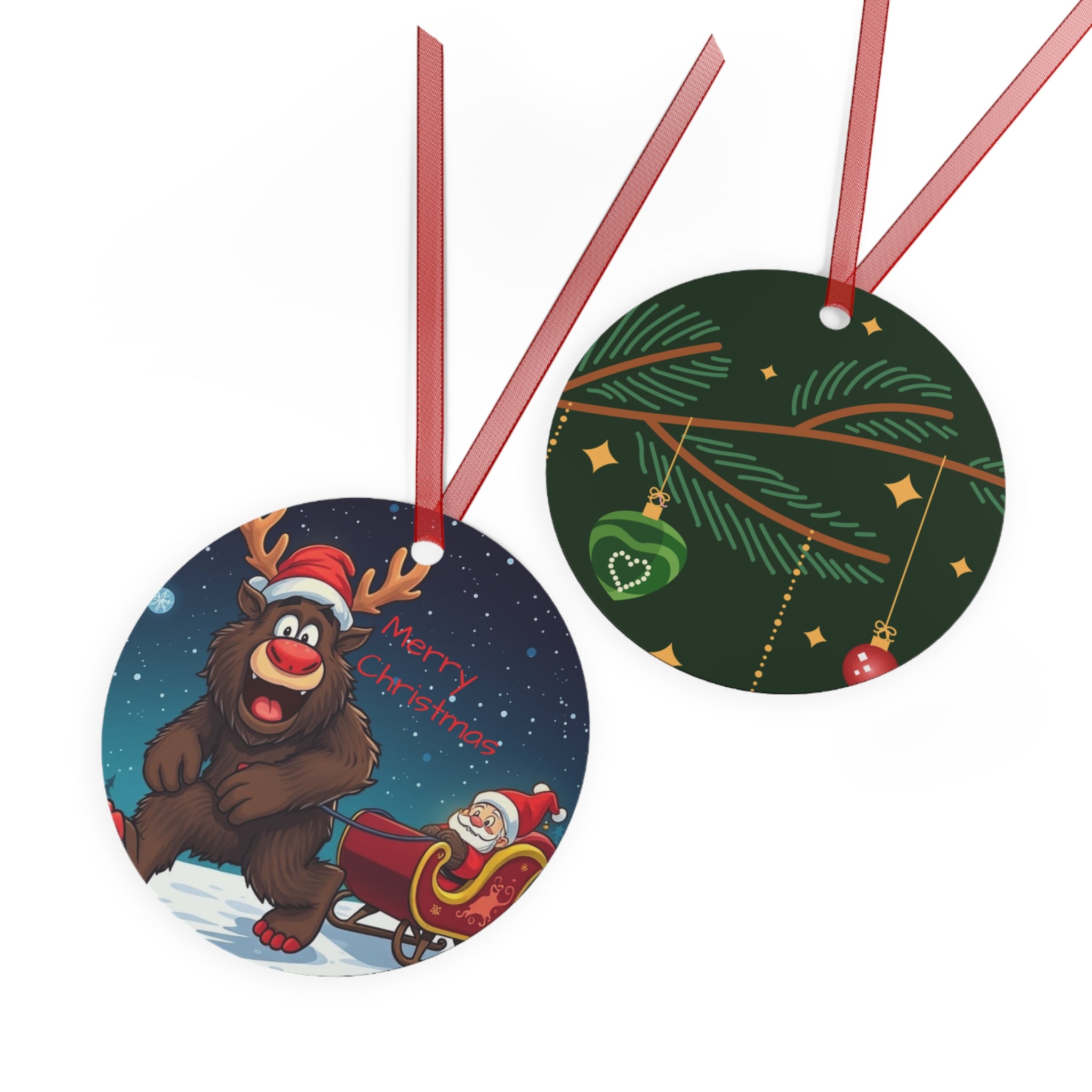 Festive Metal Ornaments Set - Merry Christmas & Holiday Decor with sasquatch