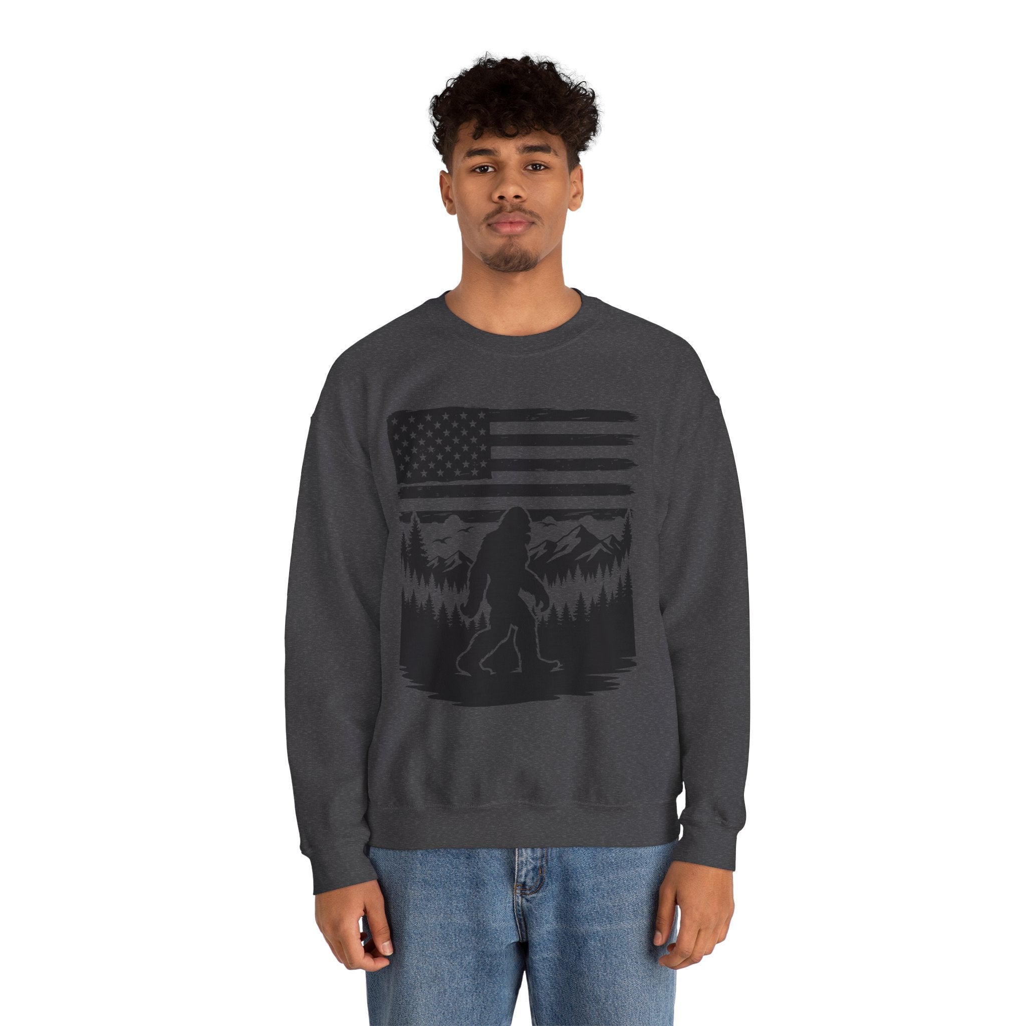 Bigfoot American Flag Crewneck Sweatshirt