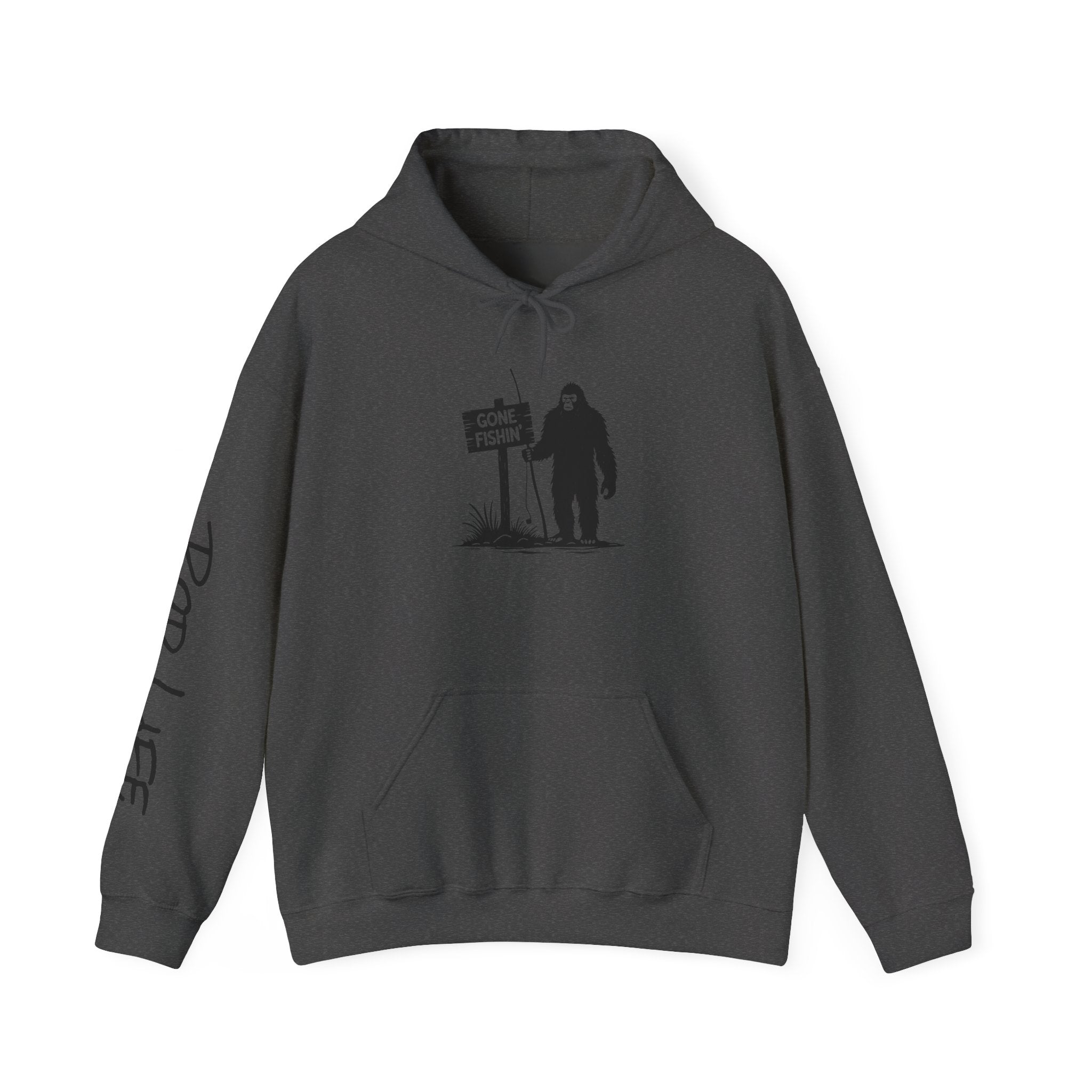 Gone Fishin' Bigfoot Hoodie - Unisex Heavy Blend™ Sweatshirt for Nature Lovers