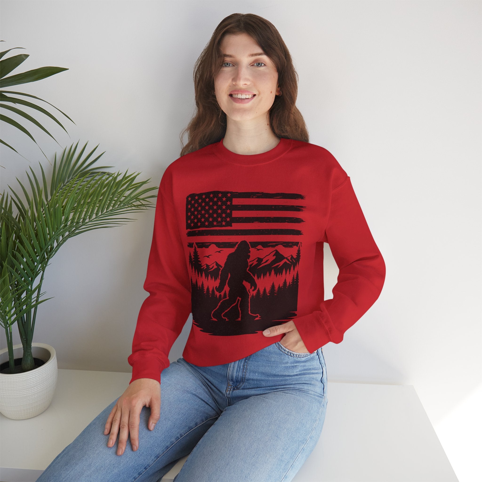 Bigfoot American Flag Crewneck Sweatshirt