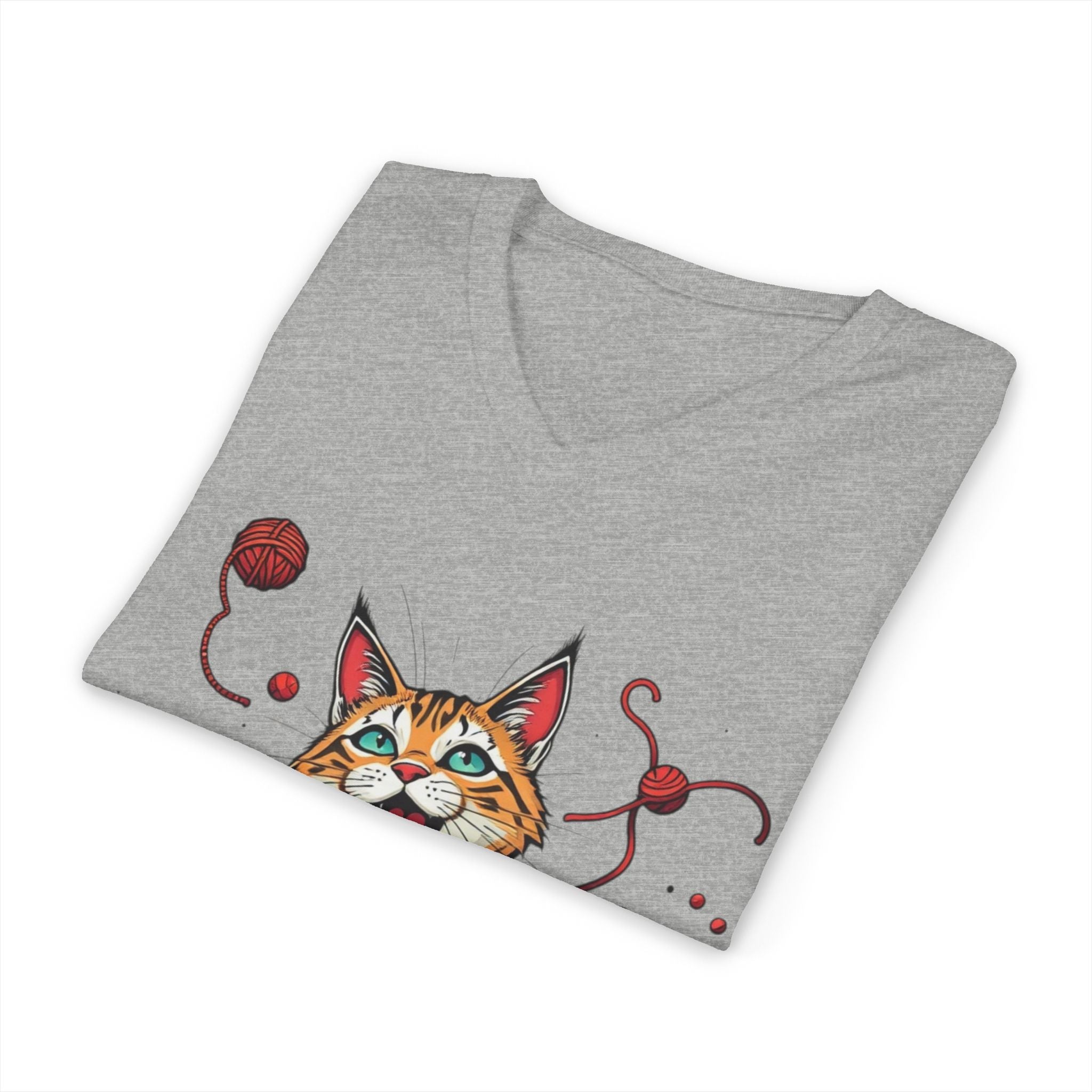 Cat Lover's V-Neck Tee with Playful Design