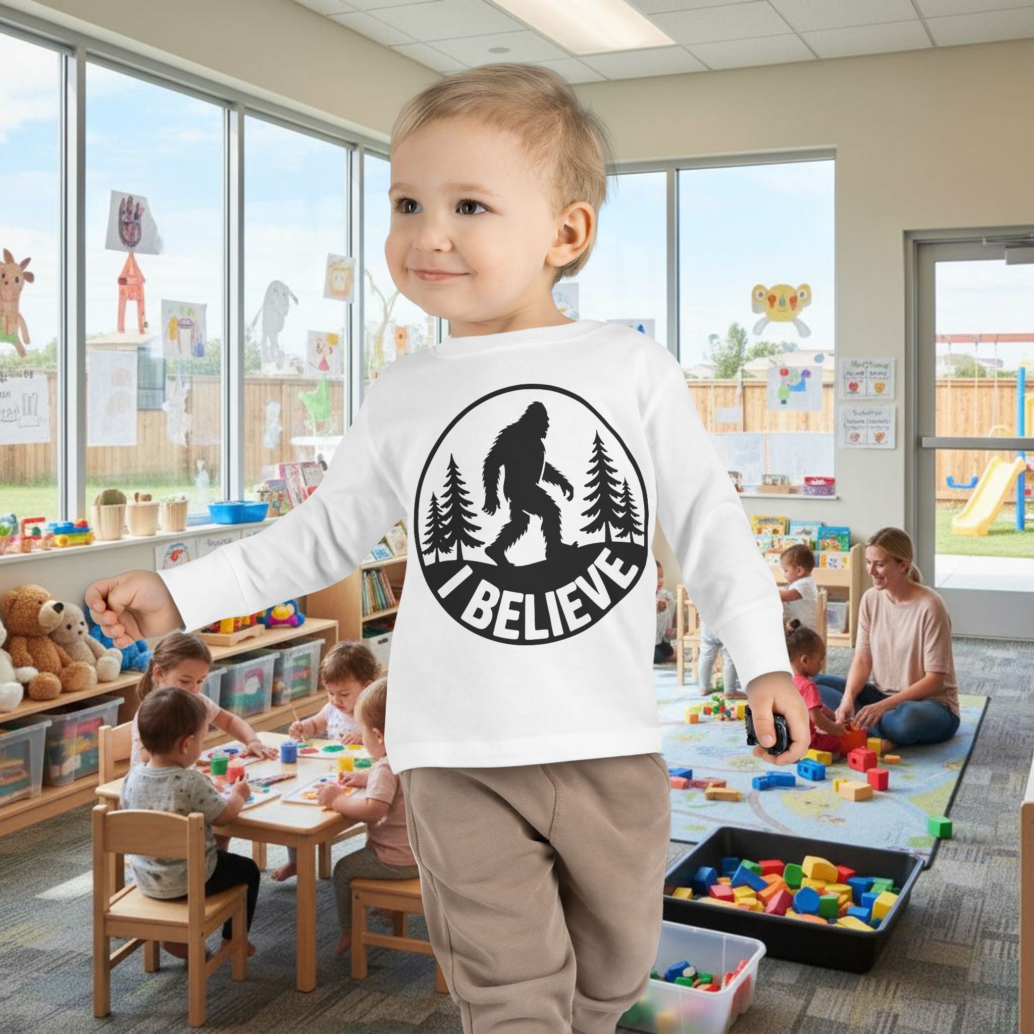 I Believe Bigfoot Toddler Long Sleeve Tee