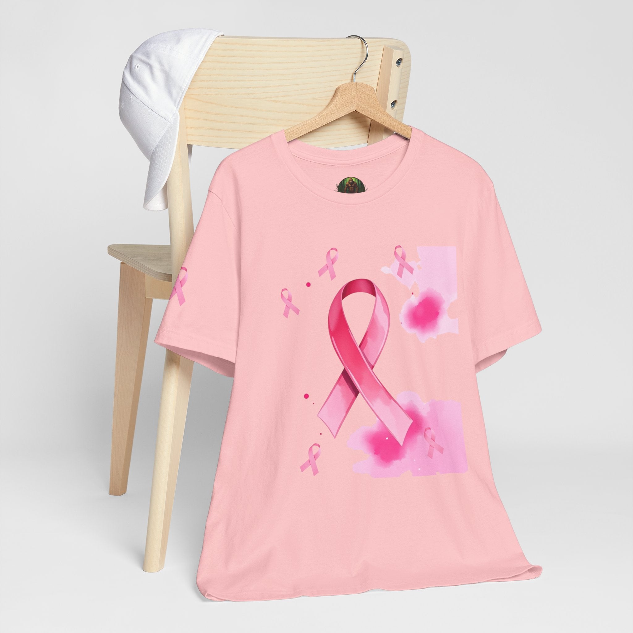 Breast Cancer Awareness Tee - Unisex Jersey Short Sleeve Shirt with Pink Ribbon Design