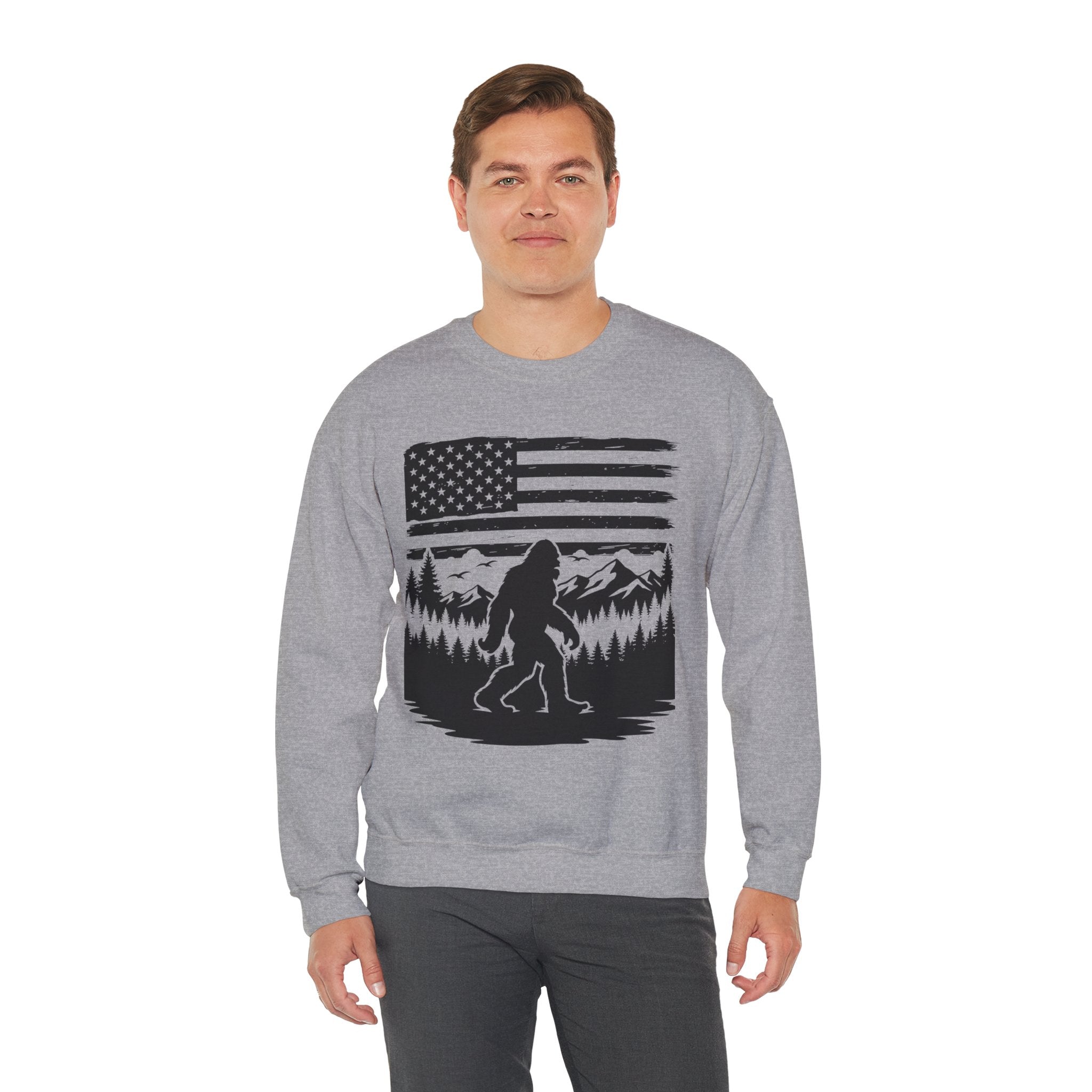 Bigfoot American Flag Crewneck Sweatshirt