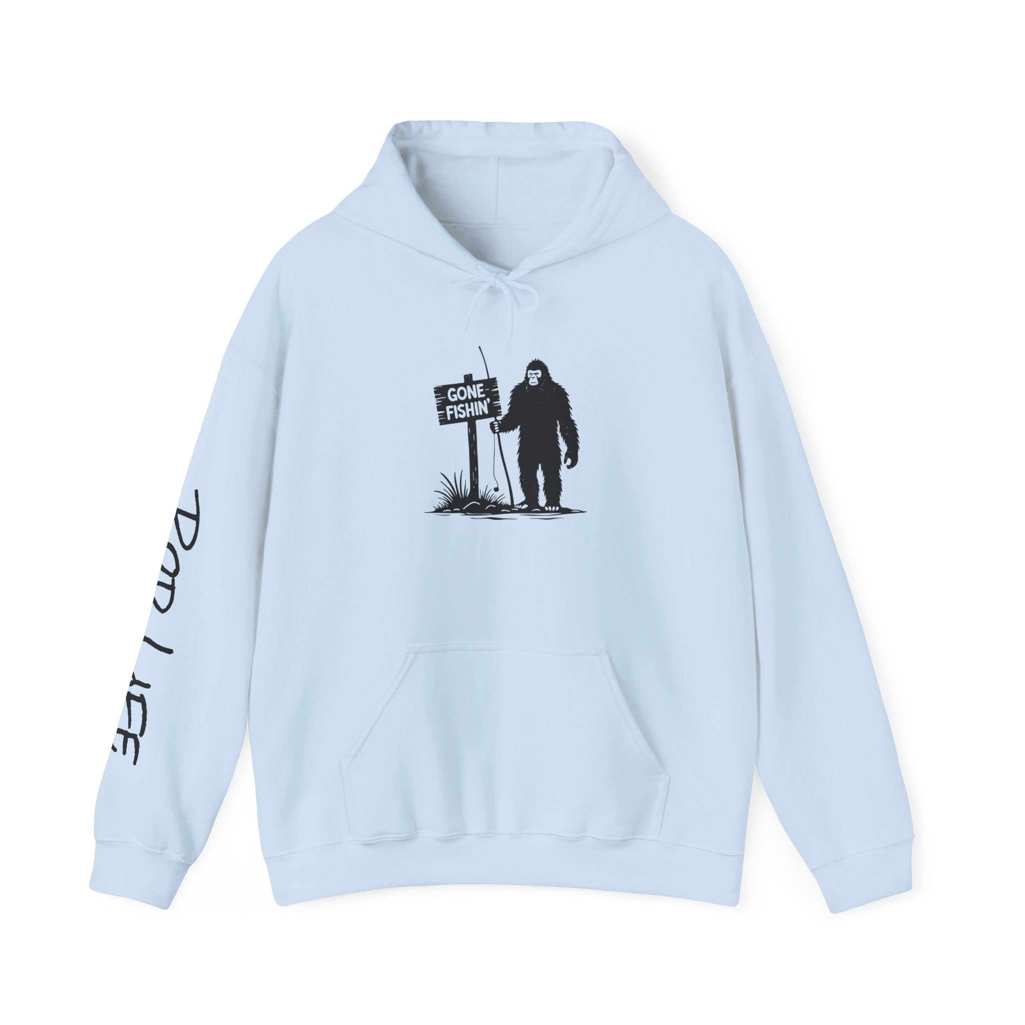 Gone Fishin' Bigfoot Hoodie - Unisex Heavy Blend™ Sweatshirt for Nature Lovers