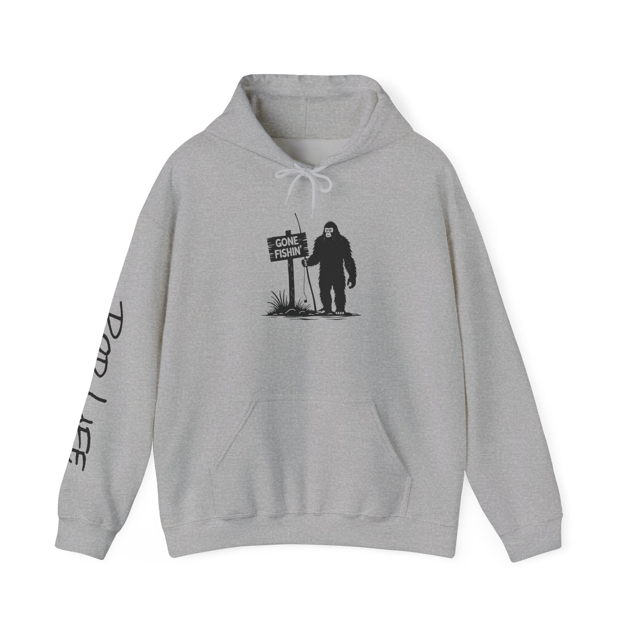 Gone Fishin' Bigfoot Hoodie - Unisex Heavy Blend™ Sweatshirt for Nature Lovers