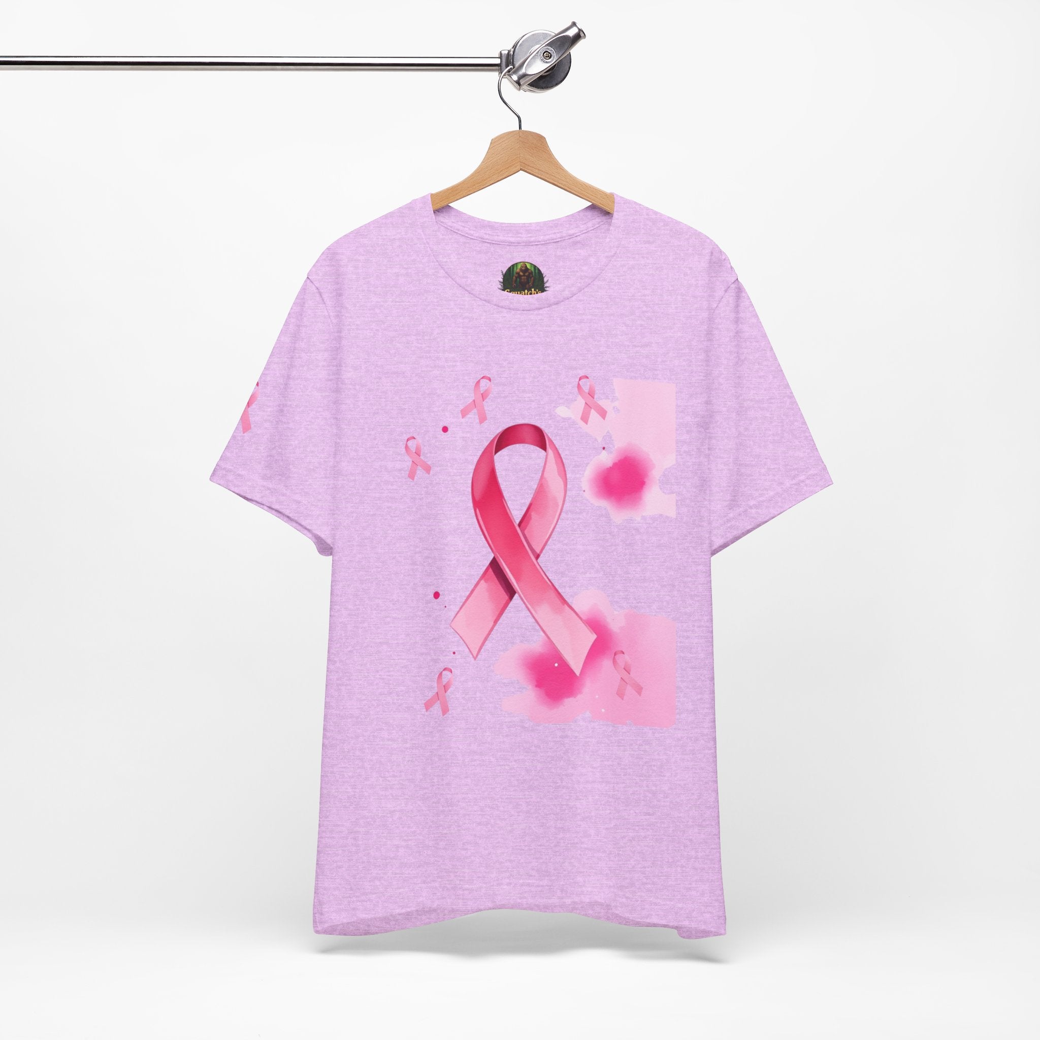 Breast Cancer Awareness Tee - Unisex Jersey Short Sleeve Shirt with Pink Ribbon Design