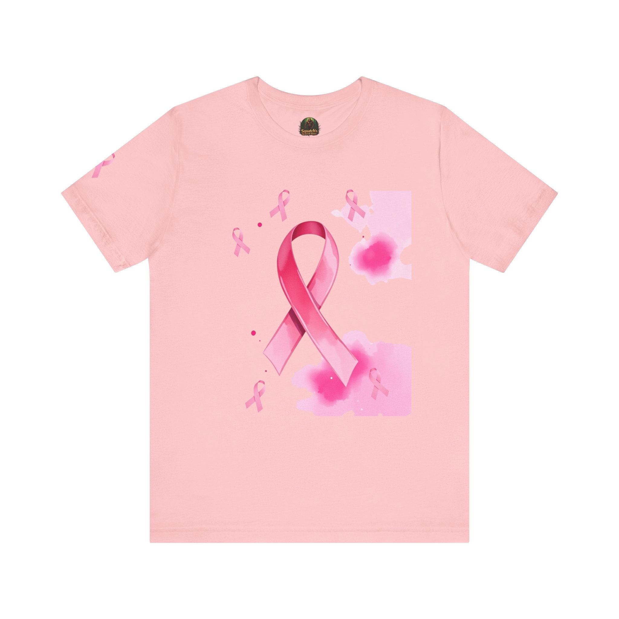 Breast Cancer Awareness Tee - Unisex Jersey Short Sleeve Shirt with Pink Ribbon Design