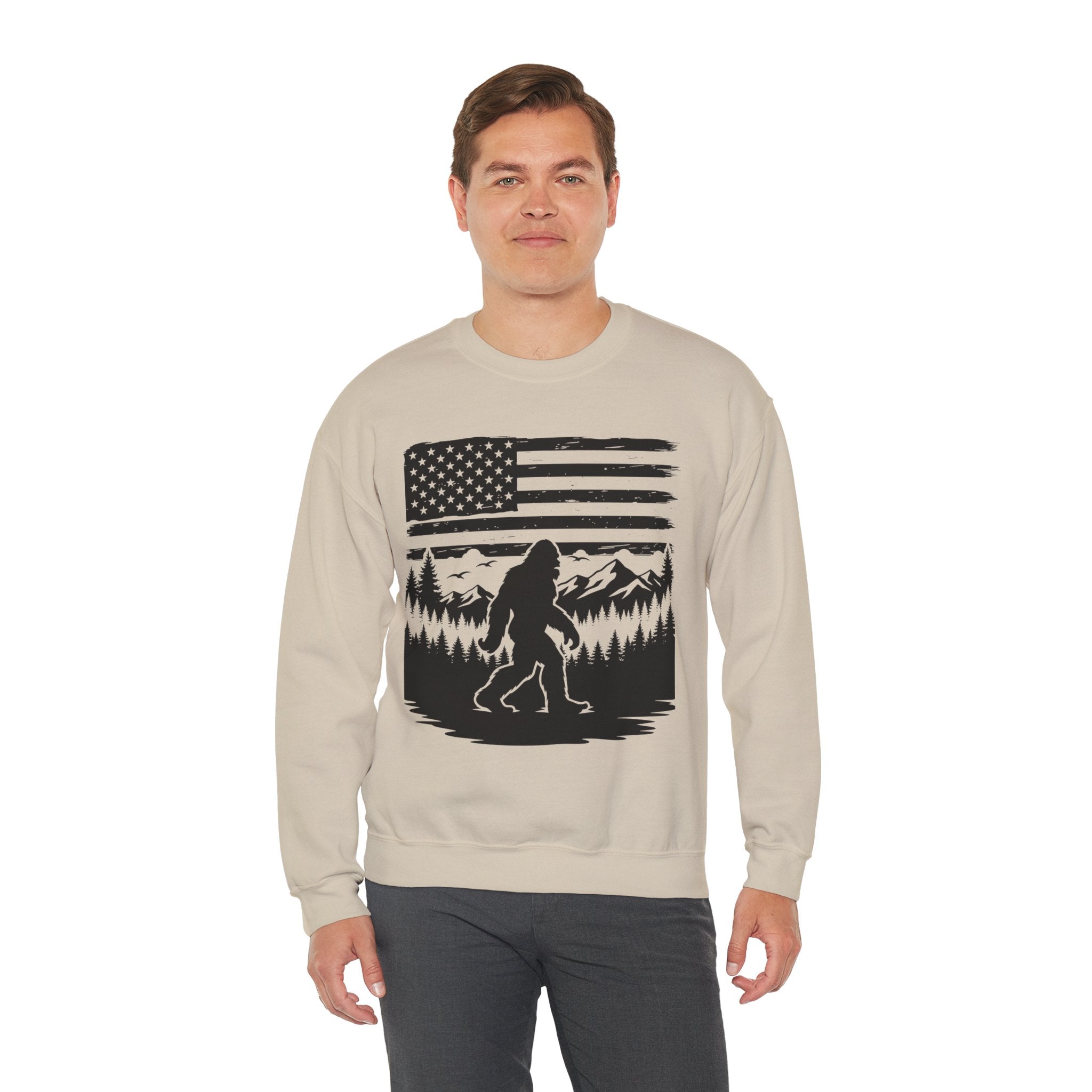 Bigfoot American Flag Crewneck Sweatshirt