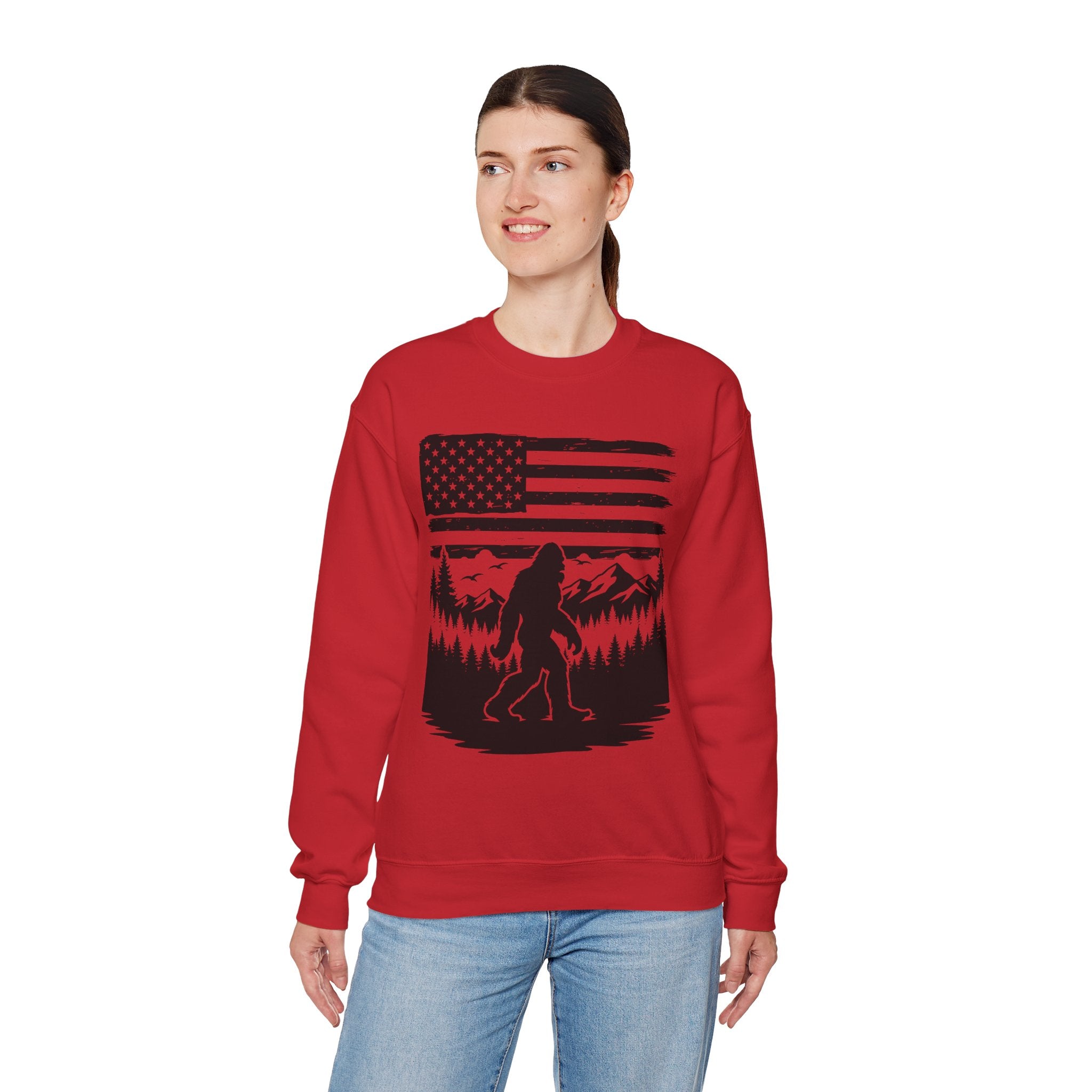 Bigfoot American Flag Crewneck Sweatshirt