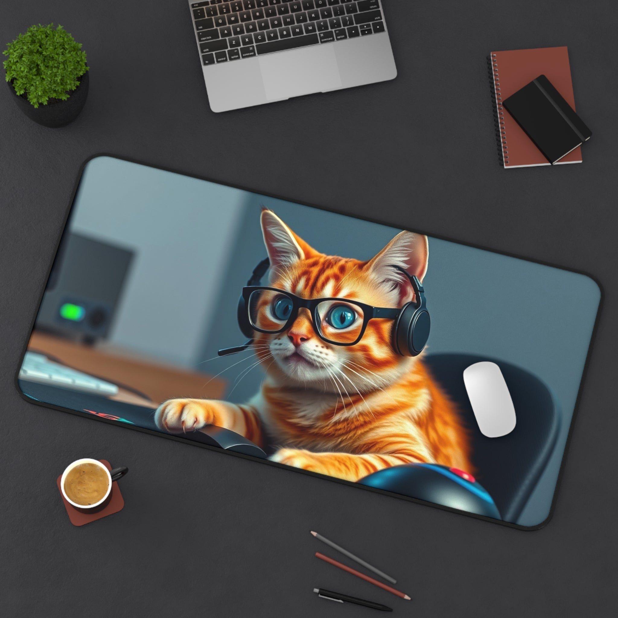 Playful Cat Desk Mat - Perfect Home Office Accessory for Cat Lovers