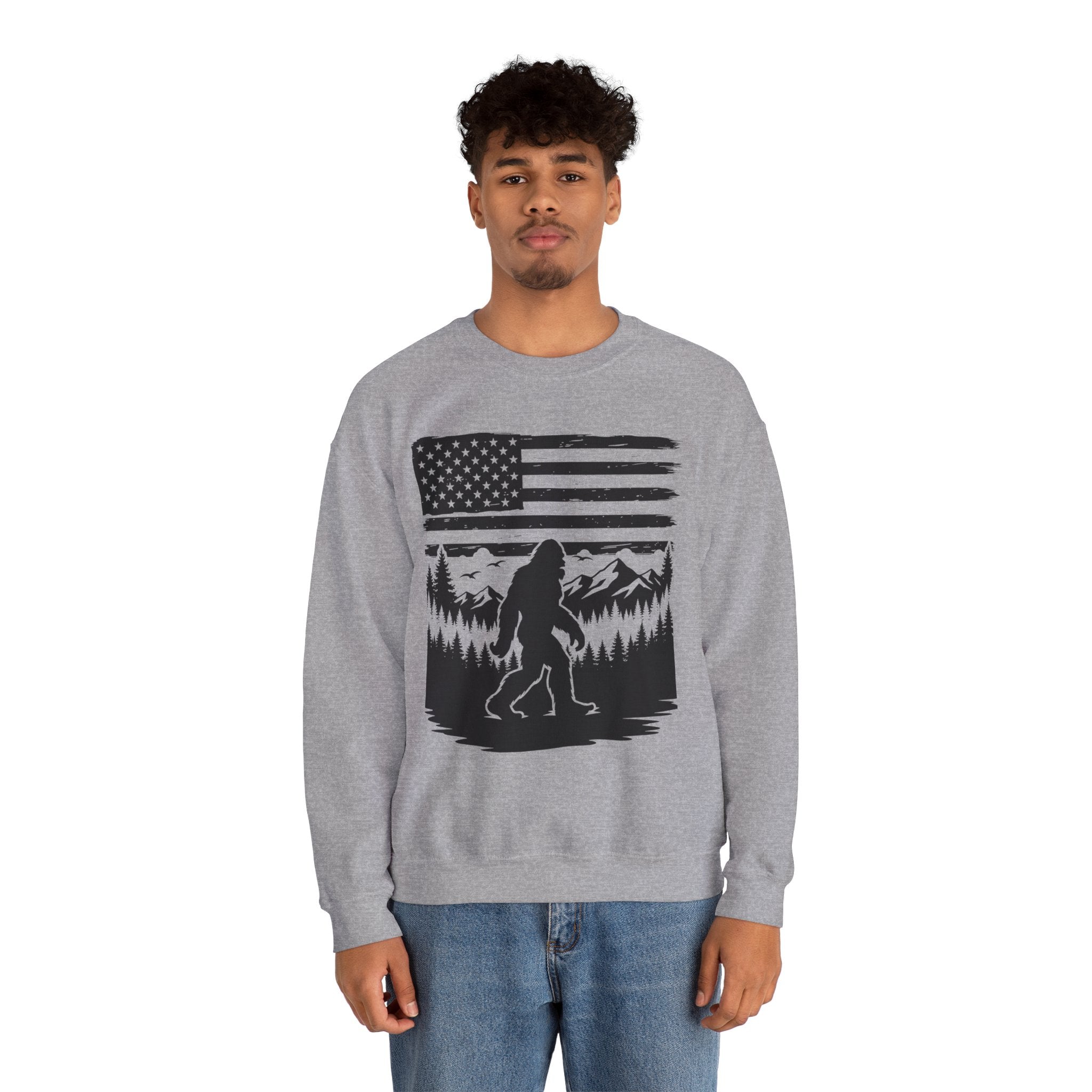 Bigfoot American Flag Crewneck Sweatshirt
