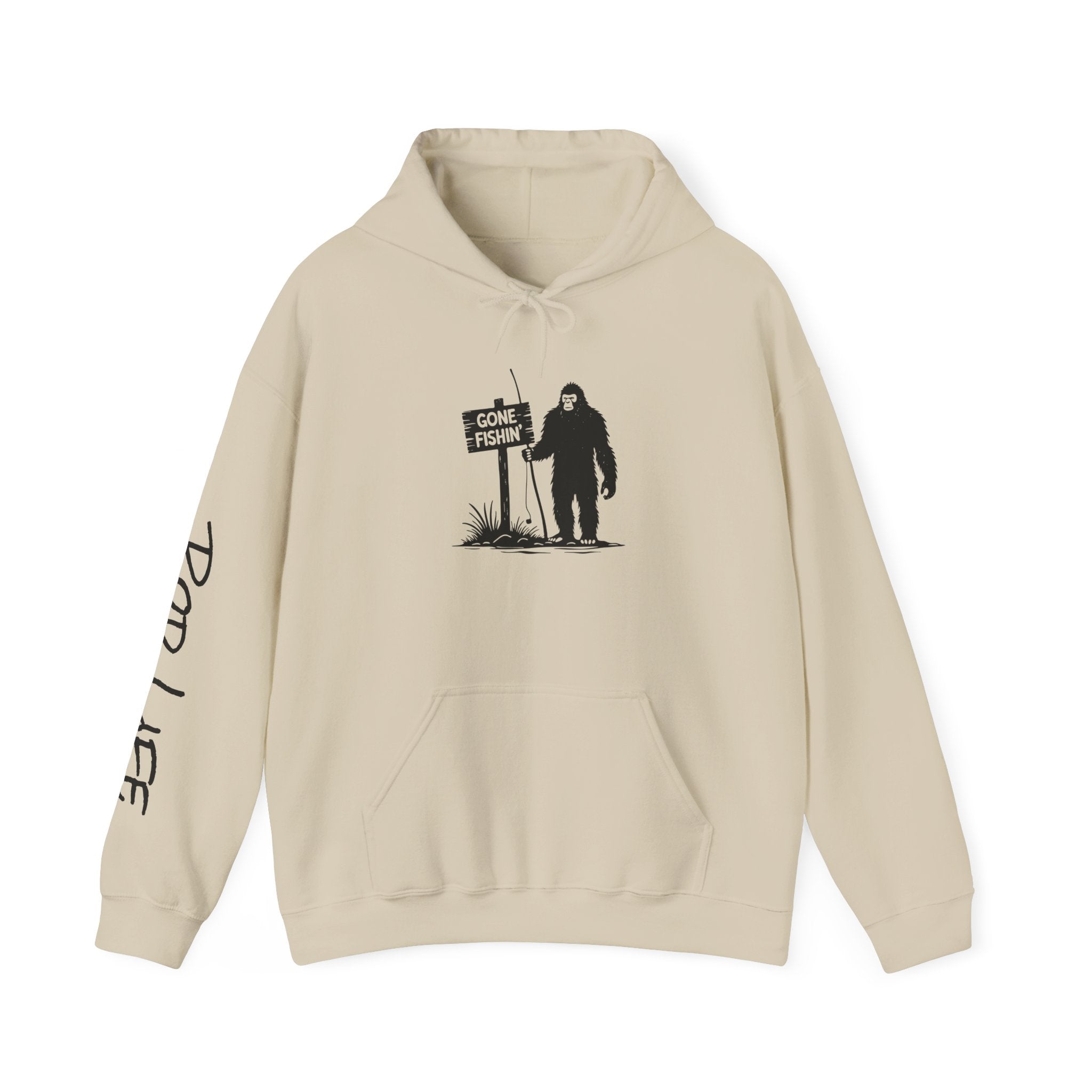 Gone Fishin' Bigfoot Hoodie - Unisex Heavy Blend™ Sweatshirt for Nature Lovers