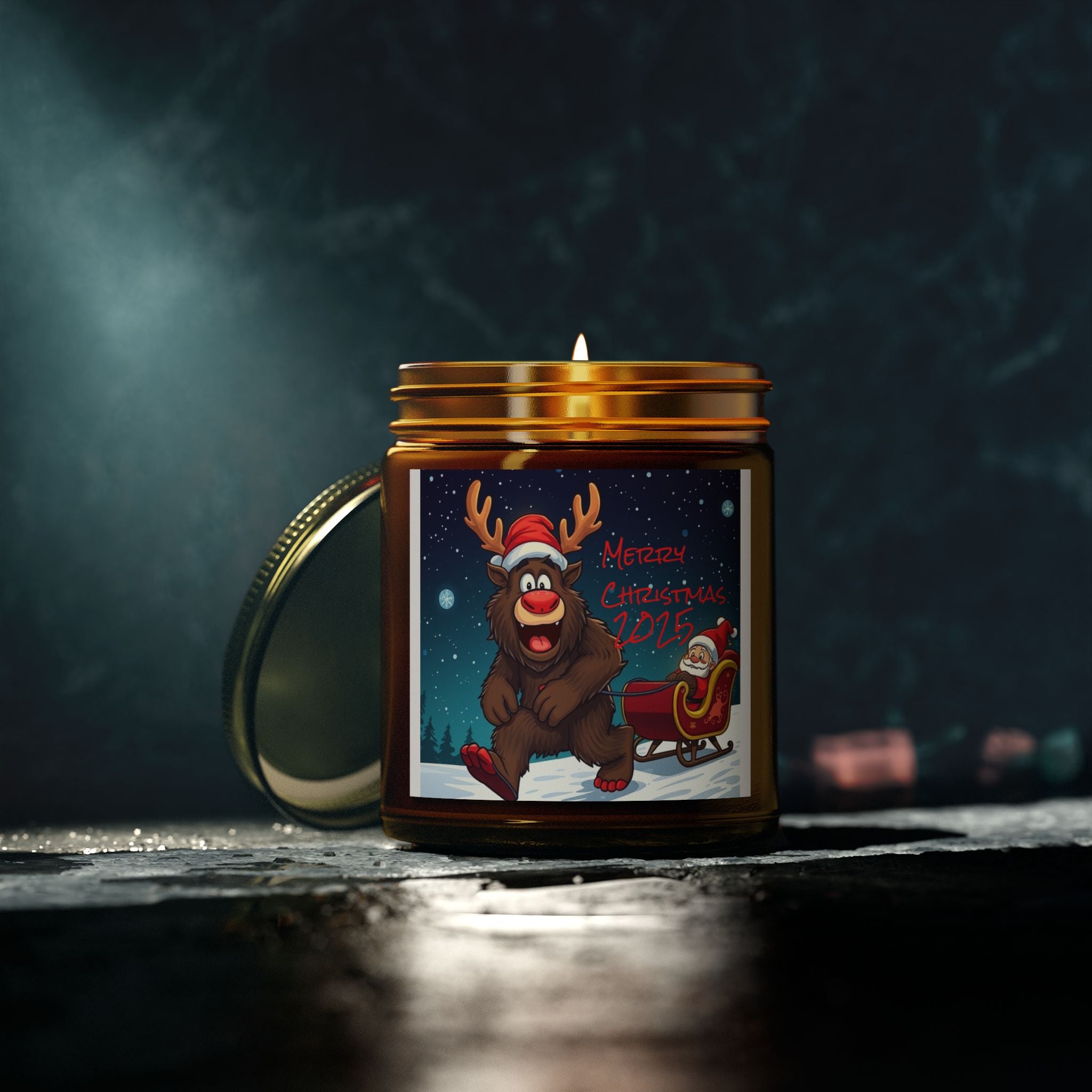 Holiday Scented Candles - Coconut Apricot Wax (4oz, 9oz) - Merry Christmas 2023