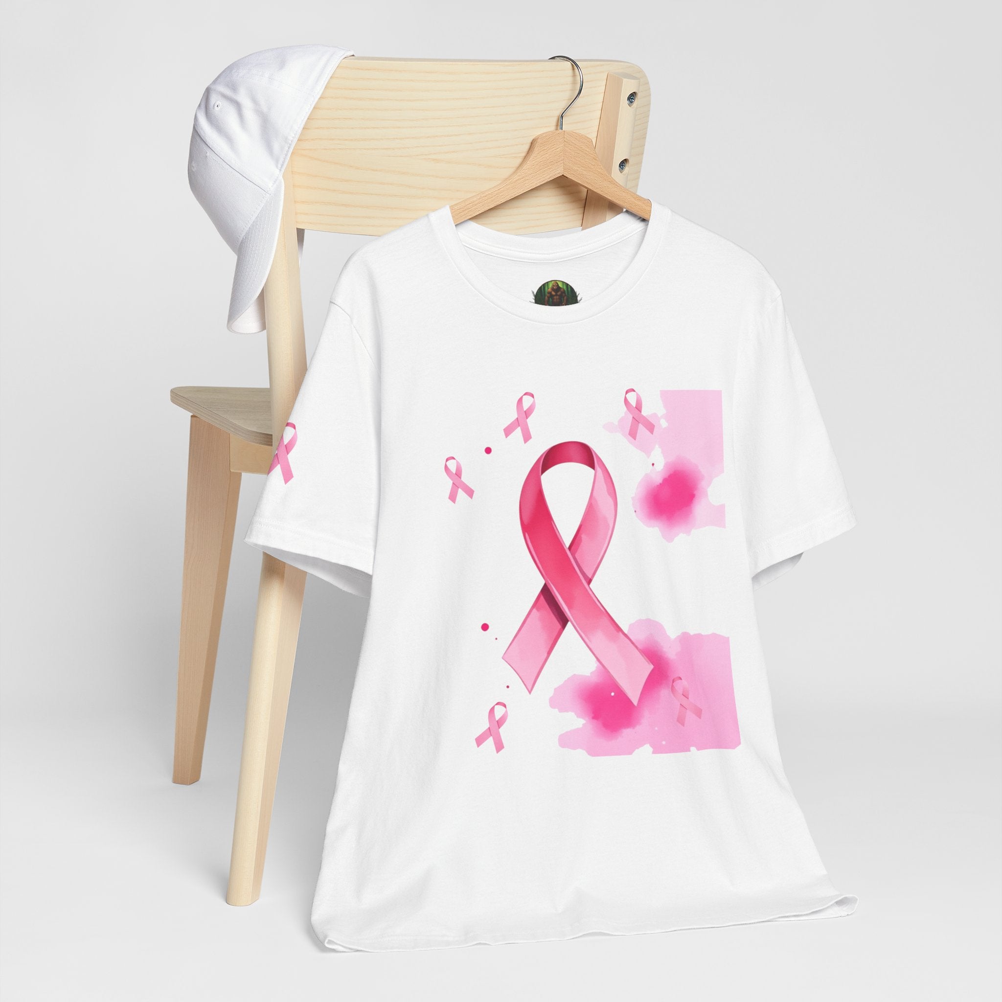 Breast Cancer Awareness Tee - Unisex Jersey Short Sleeve Shirt with Pink Ribbon Design