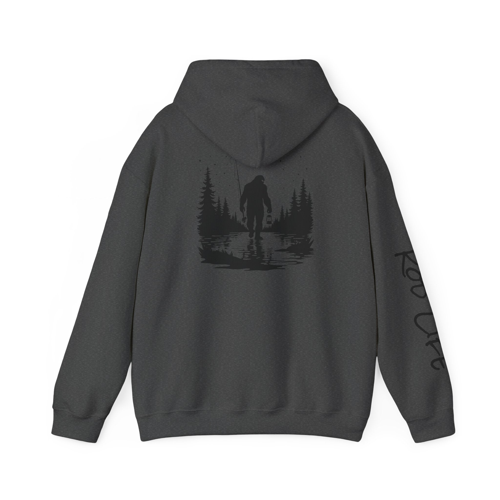 Gone Fishin' Bigfoot Hoodie - Unisex Heavy Blend™ Sweatshirt for Nature Lovers