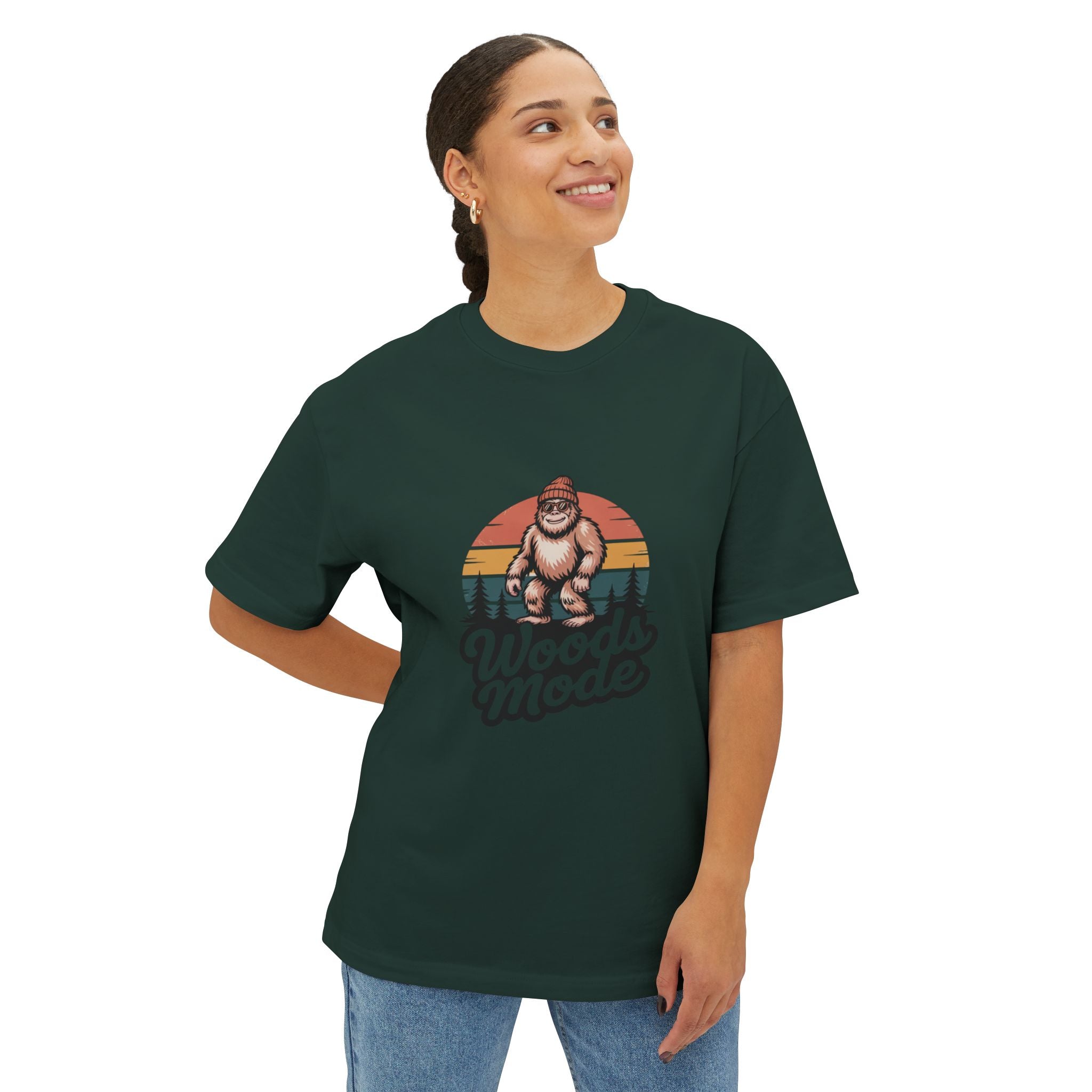 Retro Bigfoot Woods Mode Unisex Oversized Tee