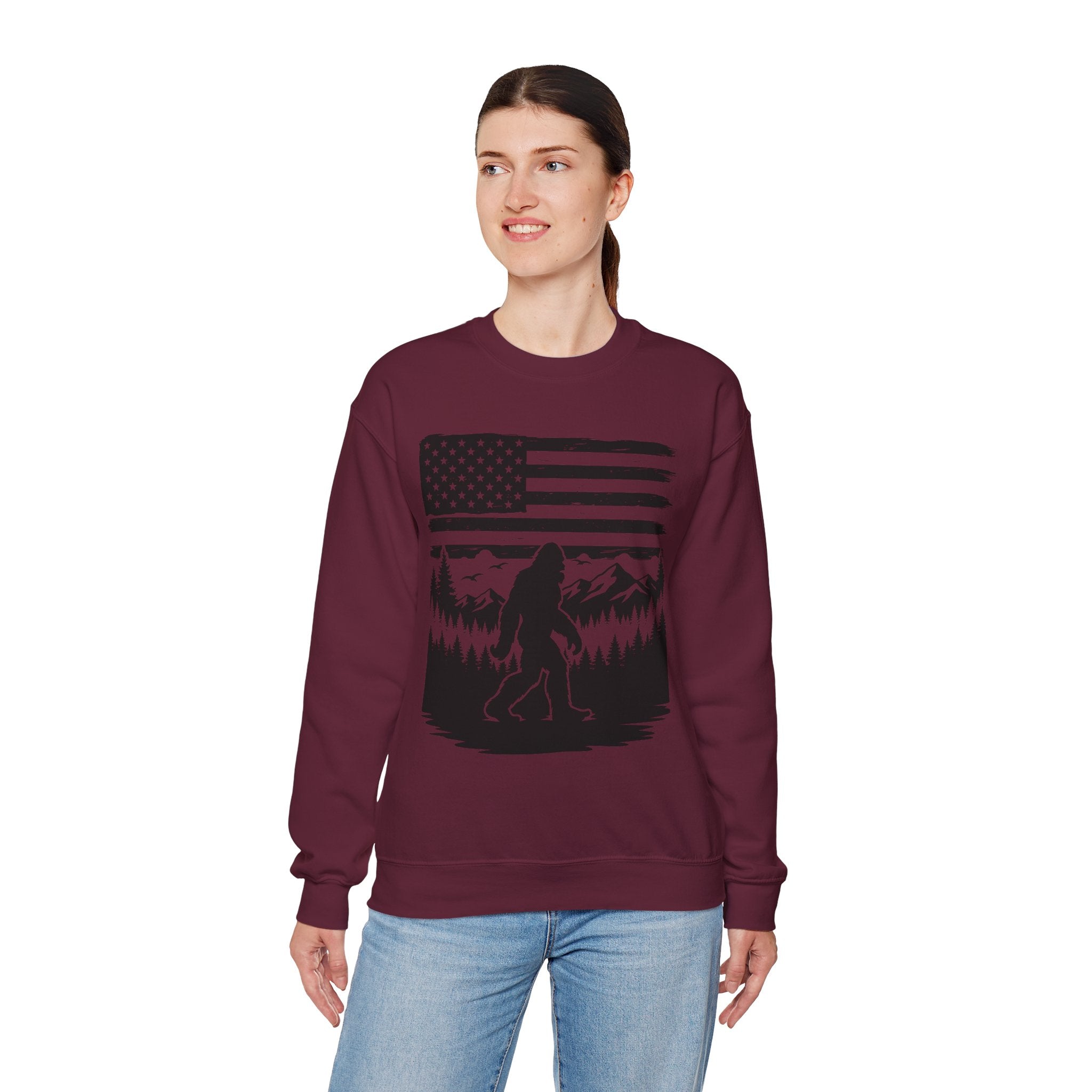 Bigfoot American Flag Crewneck Sweatshirt