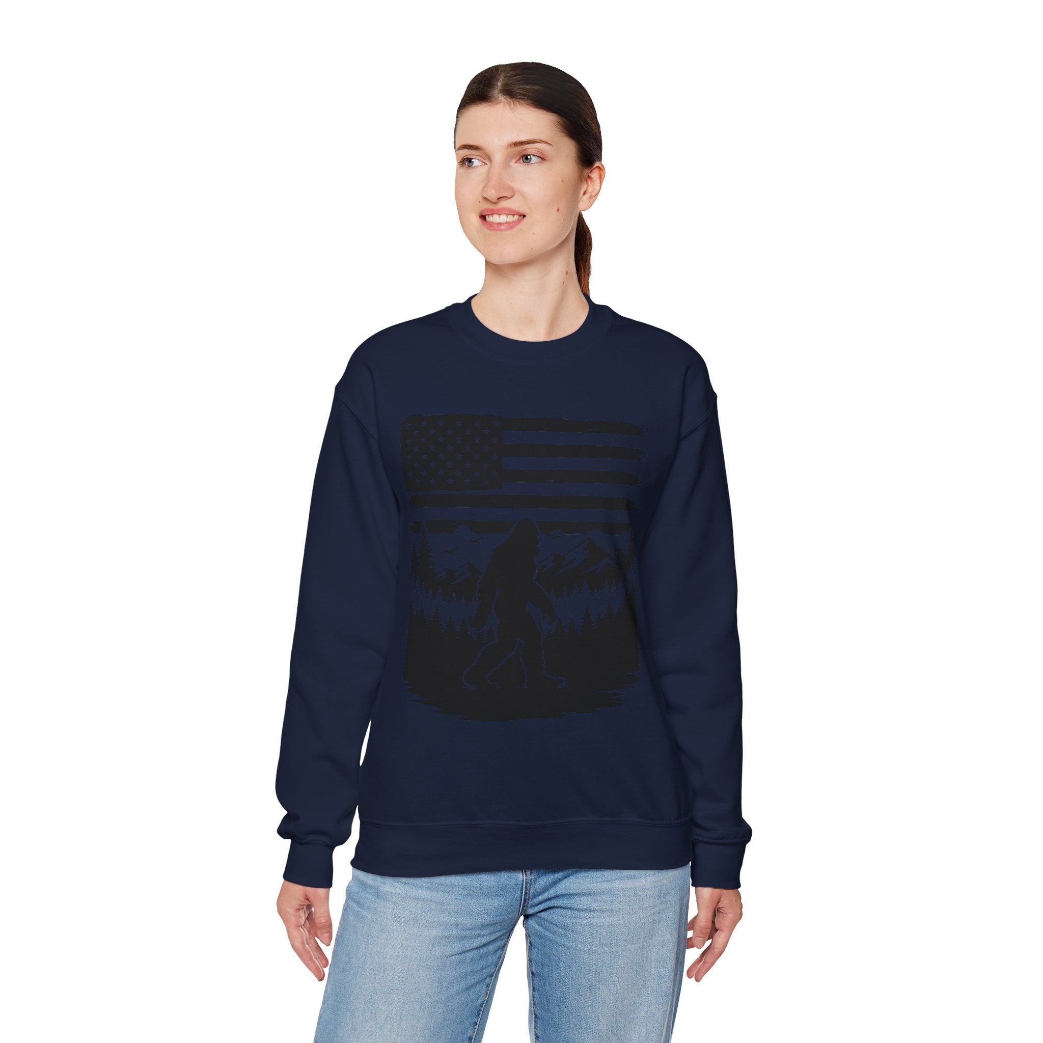 Bigfoot American Flag Crewneck Sweatshirt