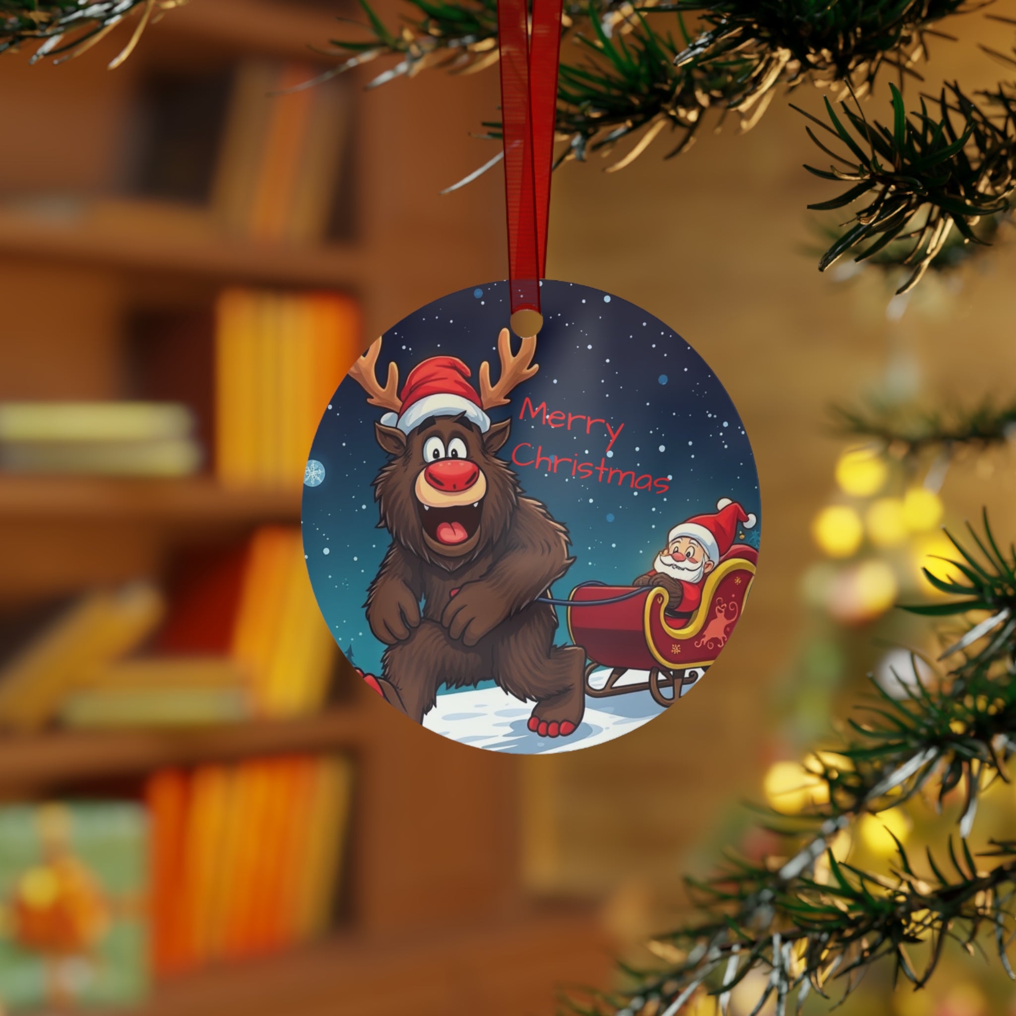 Festive Metal Ornaments Set - Merry Christmas & Holiday Decor with sasquatch