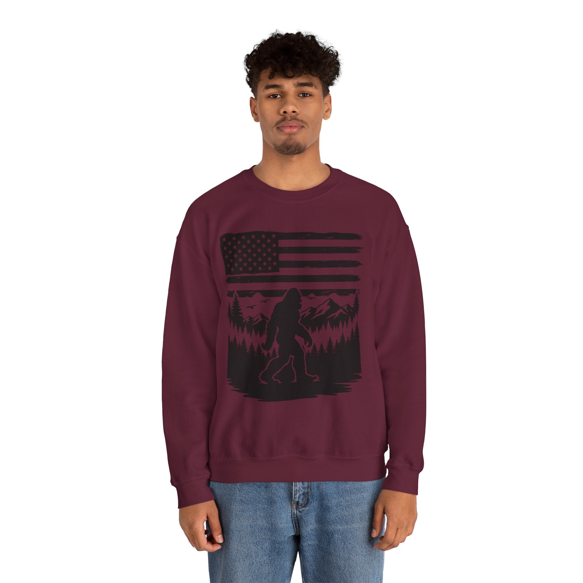 Bigfoot American Flag Crewneck Sweatshirt