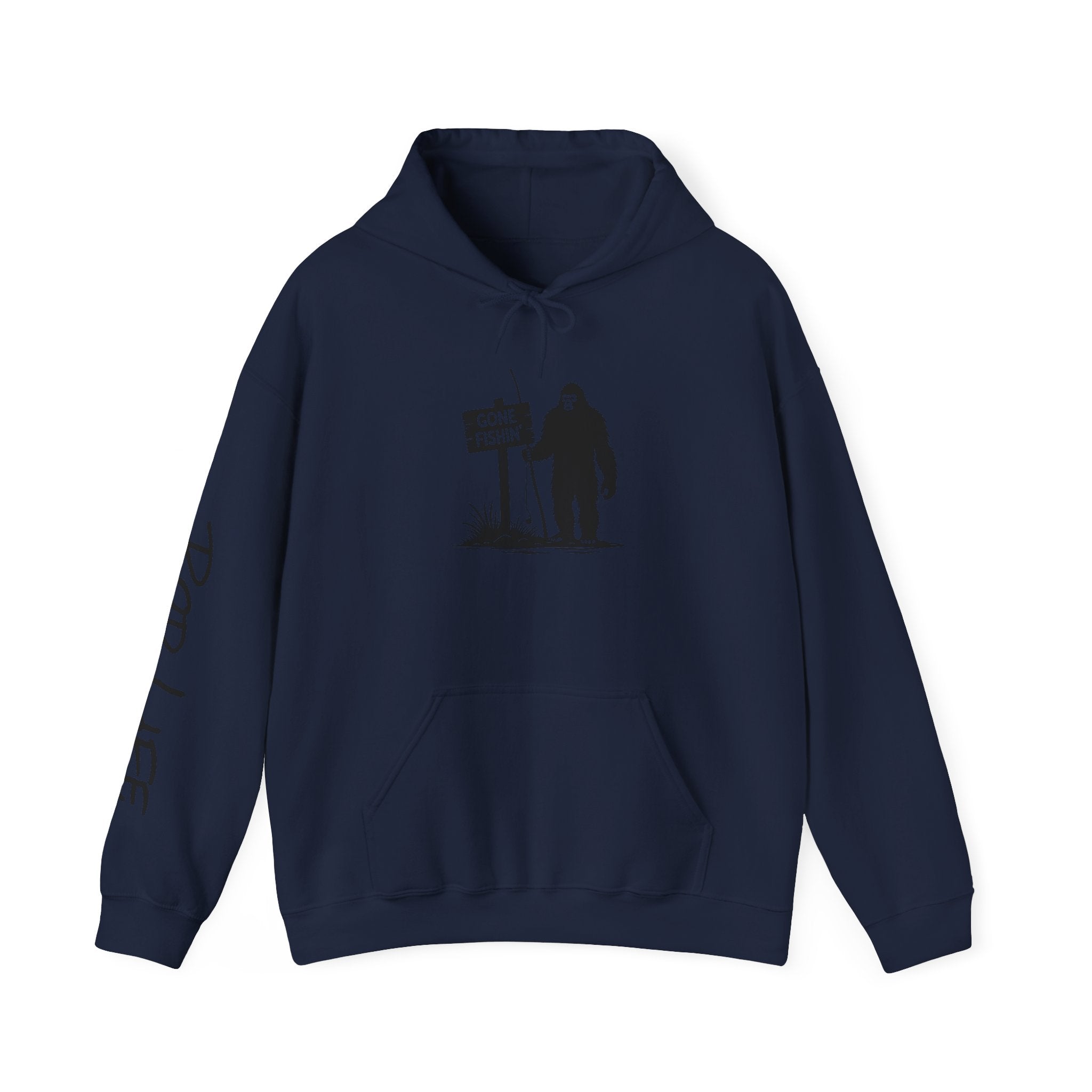 Gone Fishin' Bigfoot Hoodie - Unisex Heavy Blend™ Sweatshirt for Nature Lovers