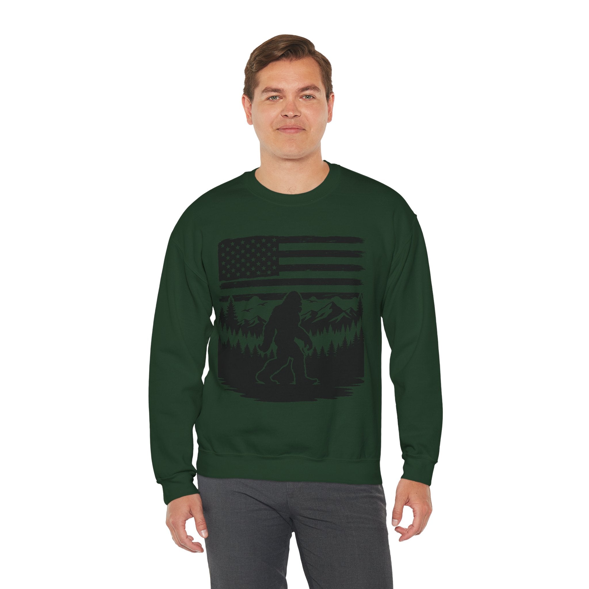 Bigfoot American Flag Crewneck Sweatshirt