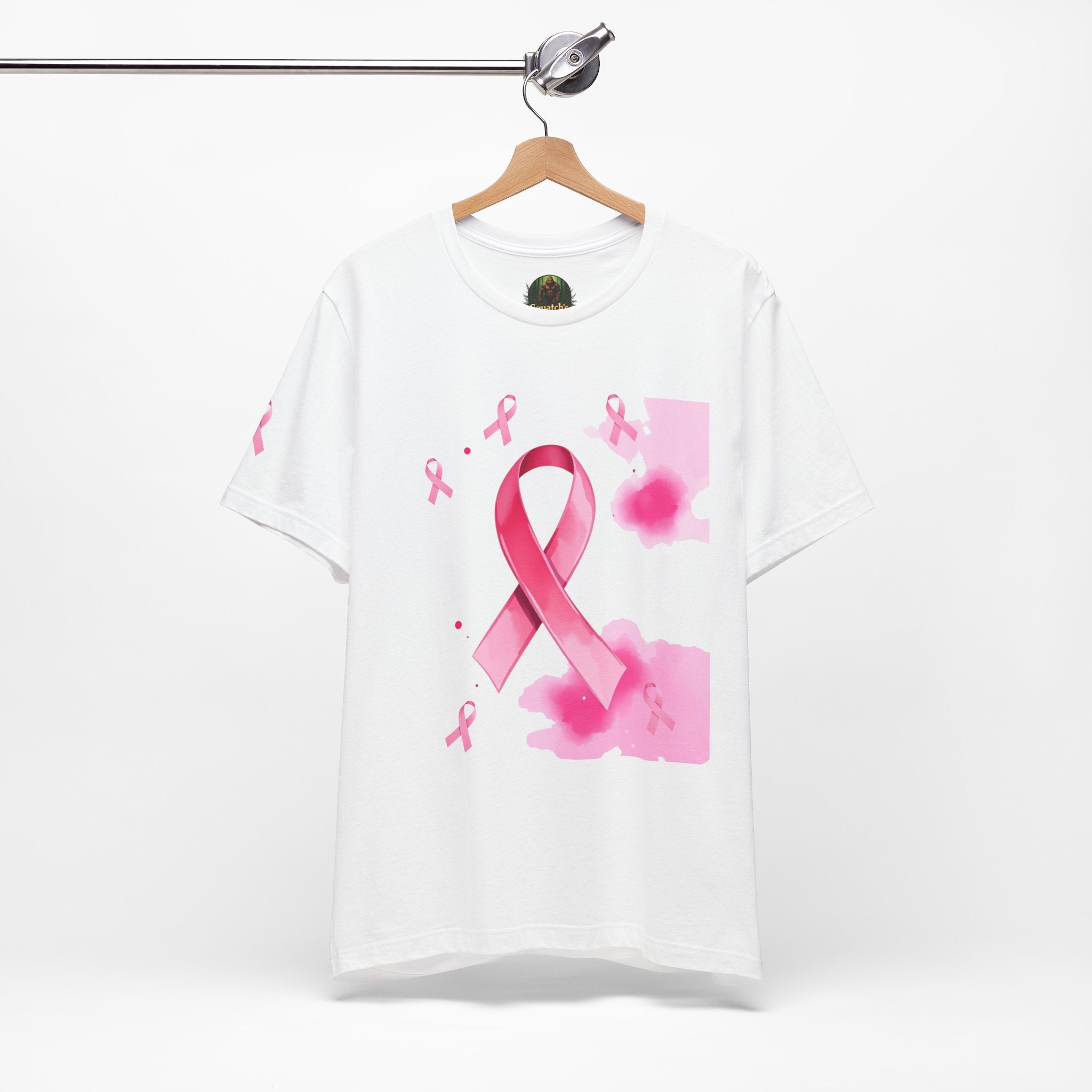 Breast Cancer Awareness Tee - Unisex Jersey Short Sleeve Shirt with Pink Ribbon Design