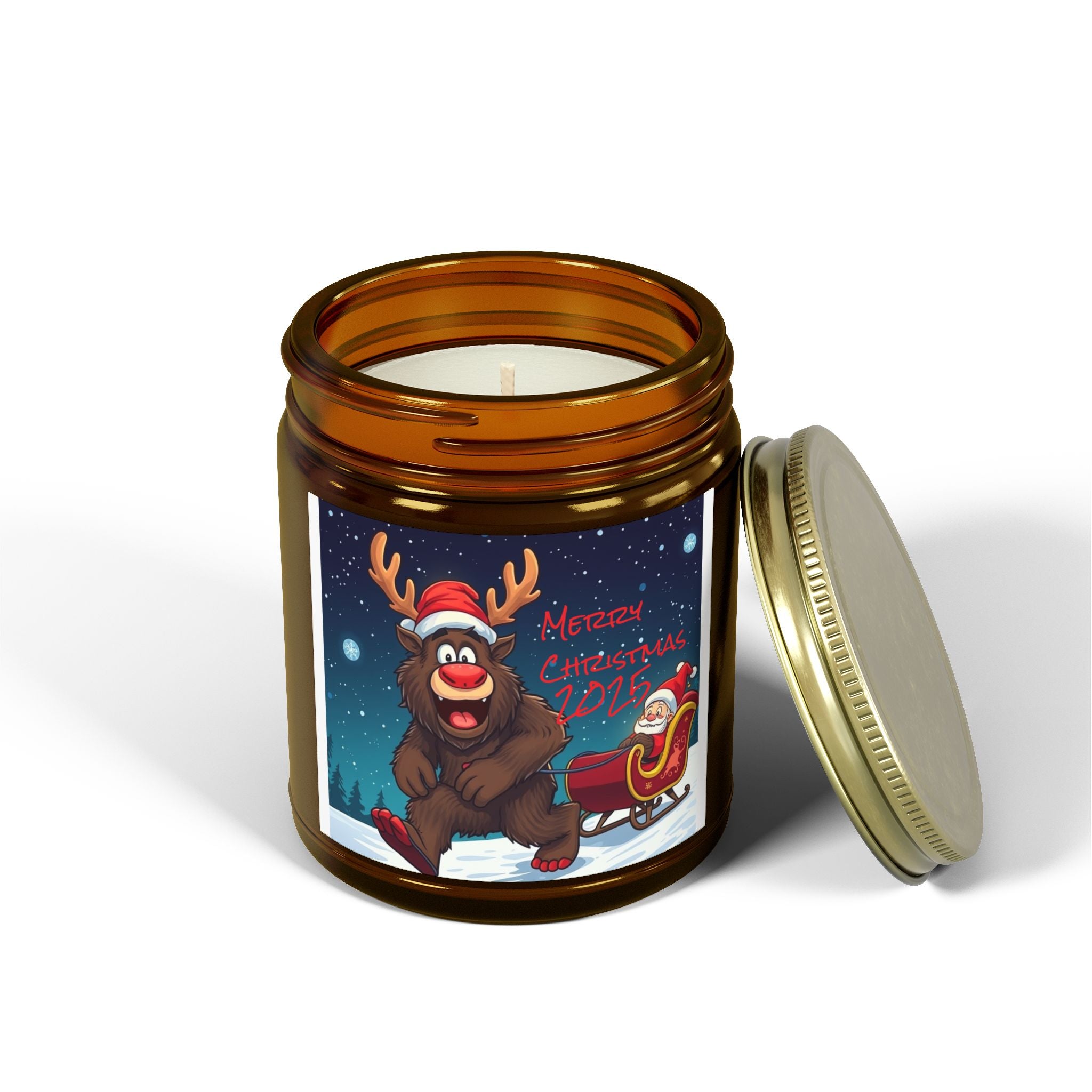 Holiday Scented Candles - Coconut Apricot Wax (4oz, 9oz) - Merry Christmas 2023