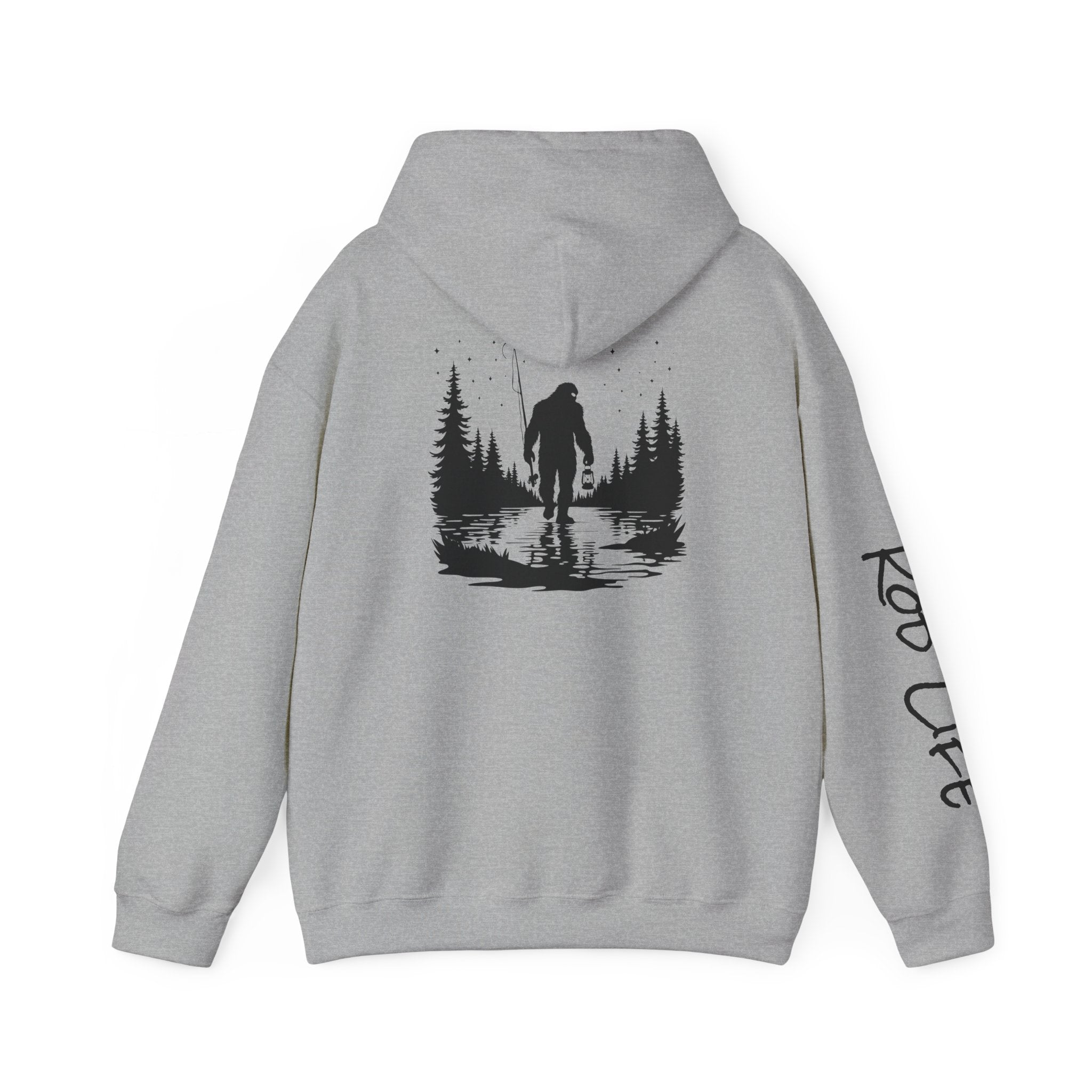 Gone Fishin' Bigfoot Hoodie - Unisex Heavy Blend™ Sweatshirt for Nature Lovers