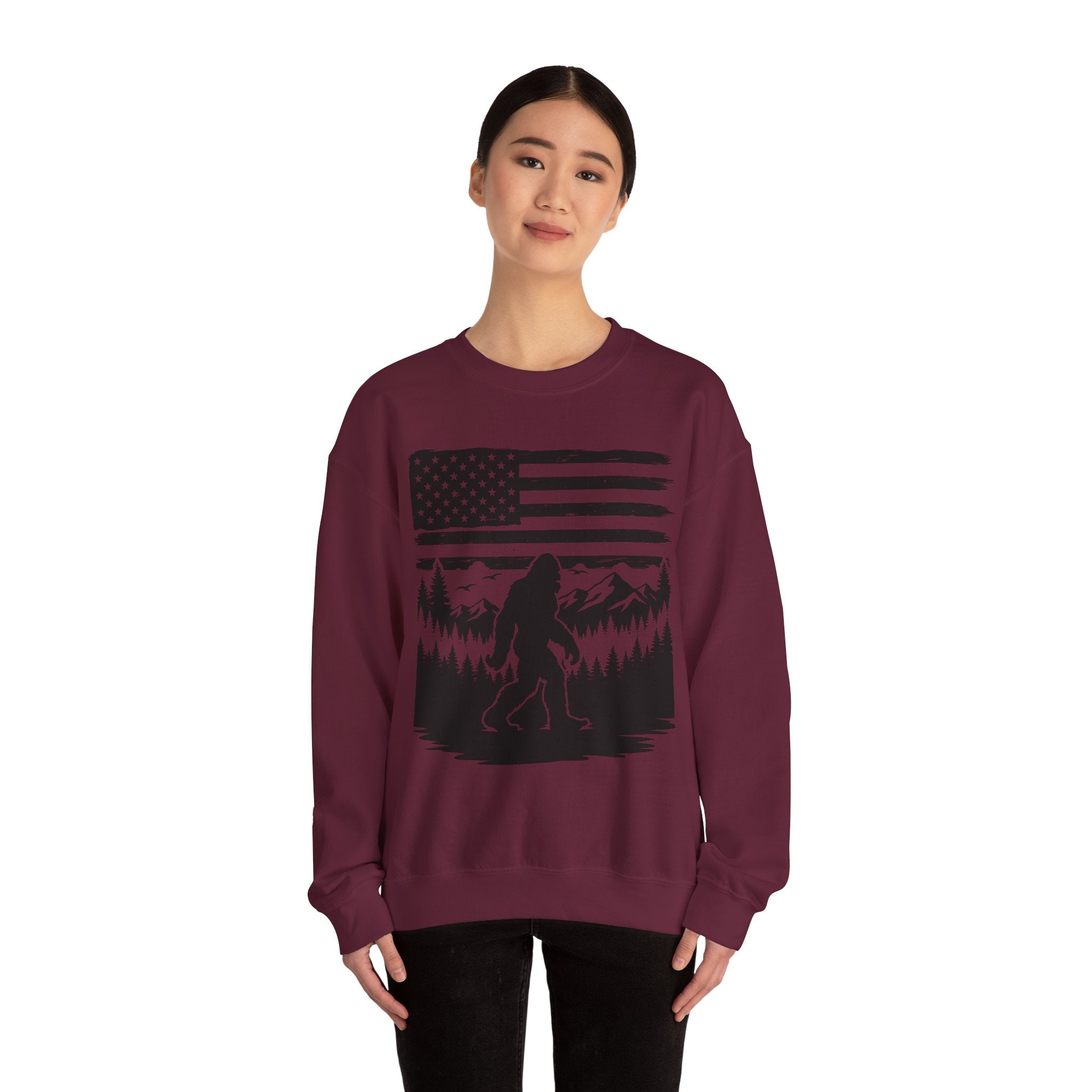 Bigfoot American Flag Crewneck Sweatshirt