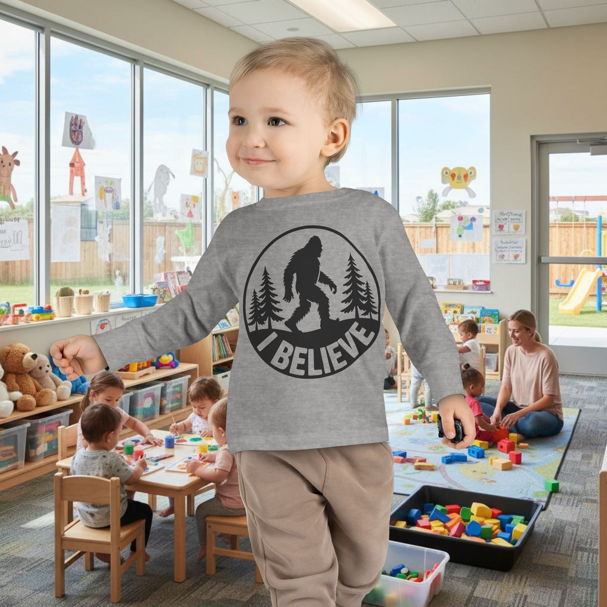 I Believe Bigfoot Toddler Long Sleeve Tee