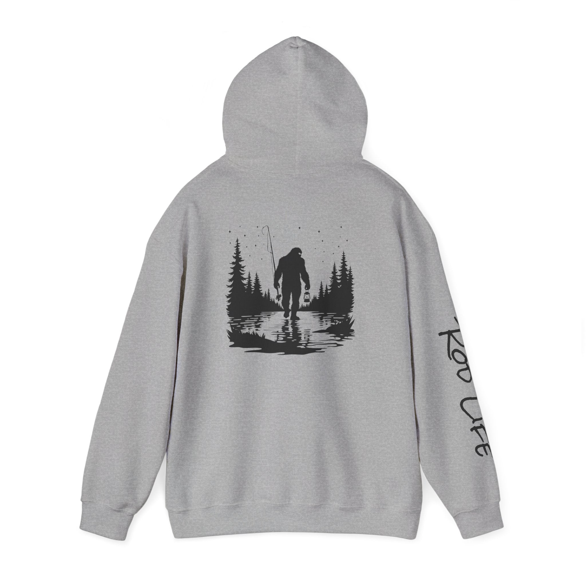 Gone Fishin' Bigfoot Hoodie - Unisex Heavy Blend™ Sweatshirt for Nature Lovers
