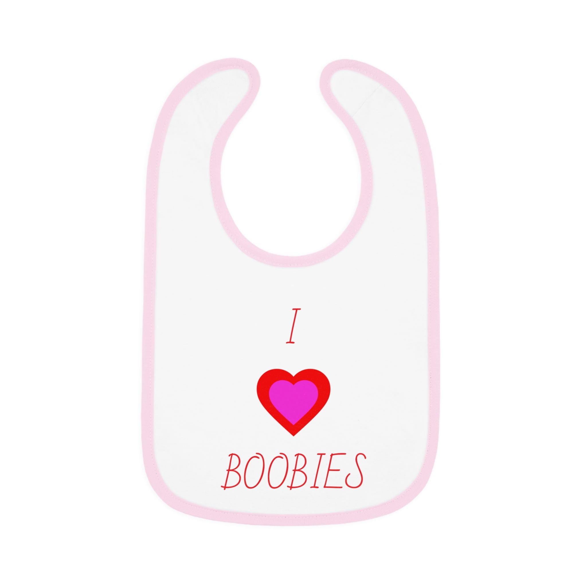Cute Baby Bib - "I  Boobies" Contrast Trim Jersey Bib for Infants