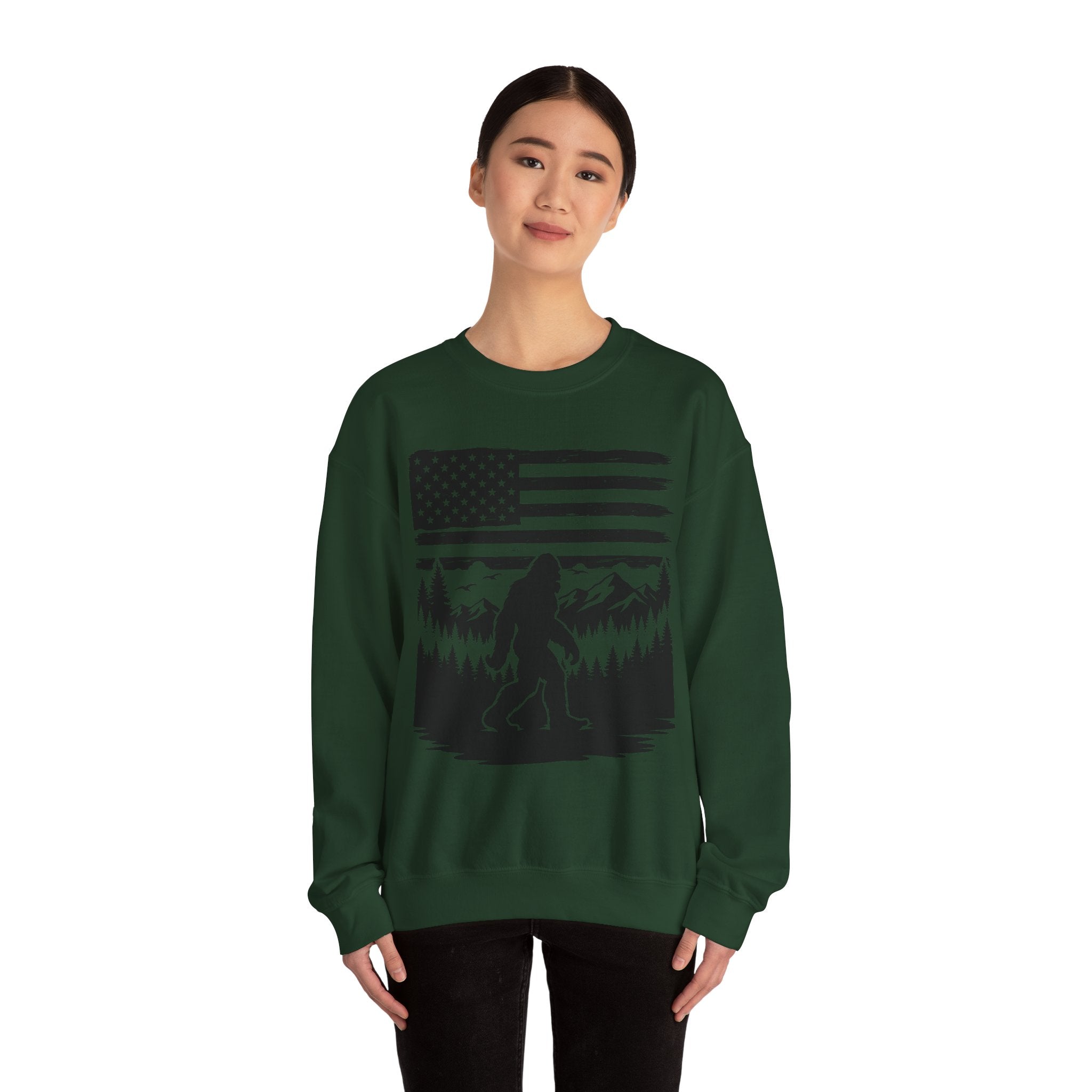 Bigfoot American Flag Crewneck Sweatshirt