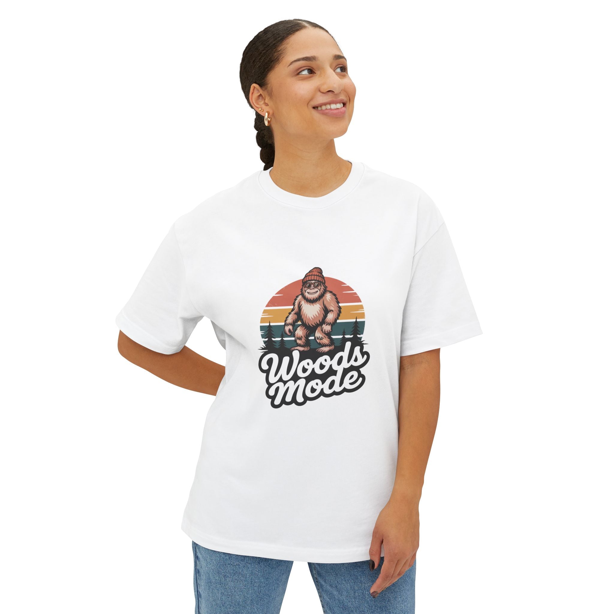Retro Bigfoot Woods Mode Unisex Oversized Tee