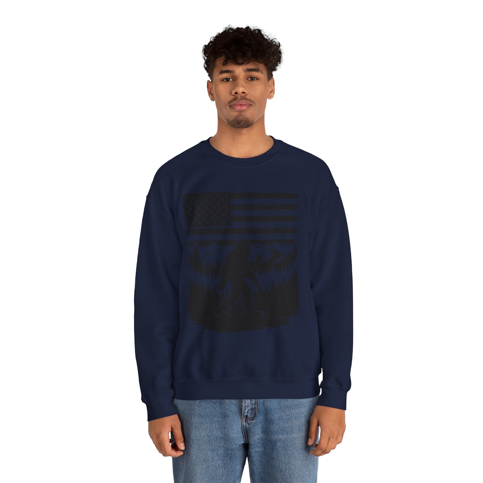 Bigfoot American Flag Crewneck Sweatshirt