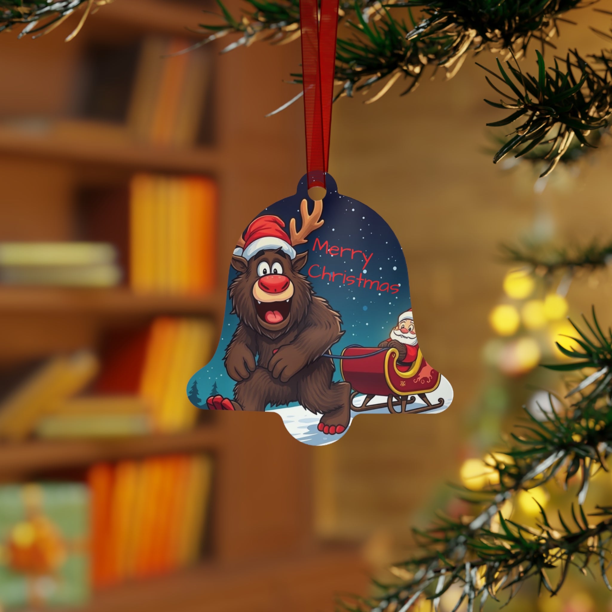 Festive Metal Ornaments Set - Merry Christmas & Holiday Decor with sasquatch