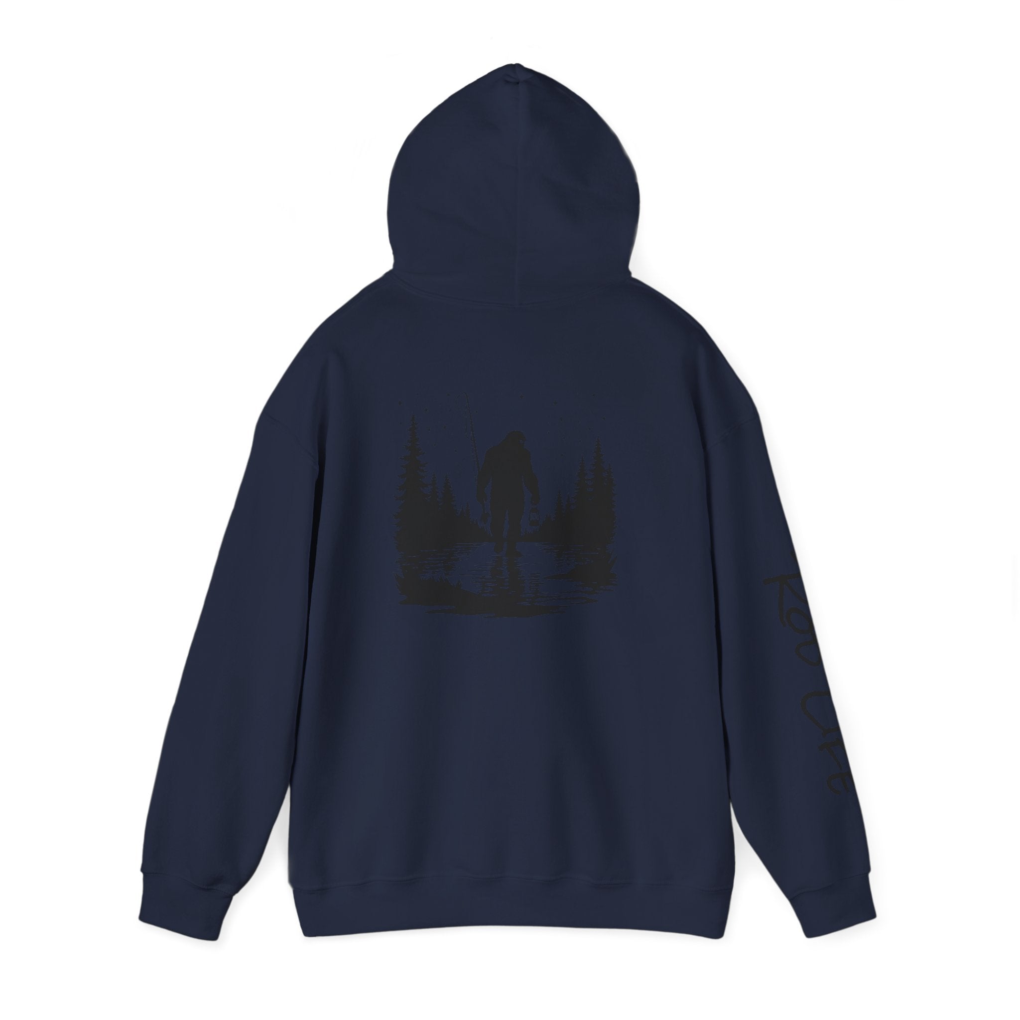 Gone Fishin' Bigfoot Hoodie - Unisex Heavy Blend™ Sweatshirt for Nature Lovers
