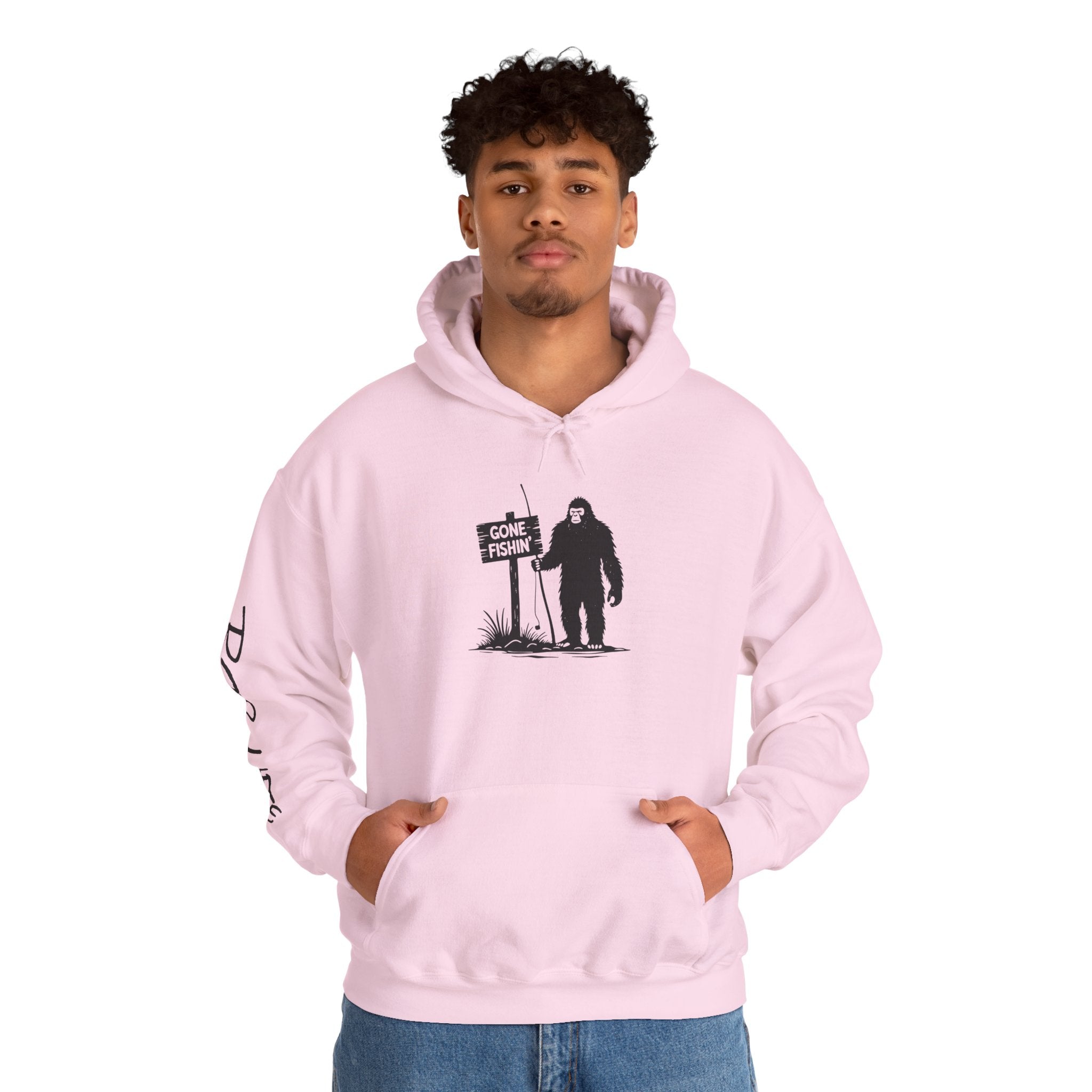 Gone Fishin' Bigfoot Hoodie - Unisex Heavy Blend™ Sweatshirt for Nature Lovers