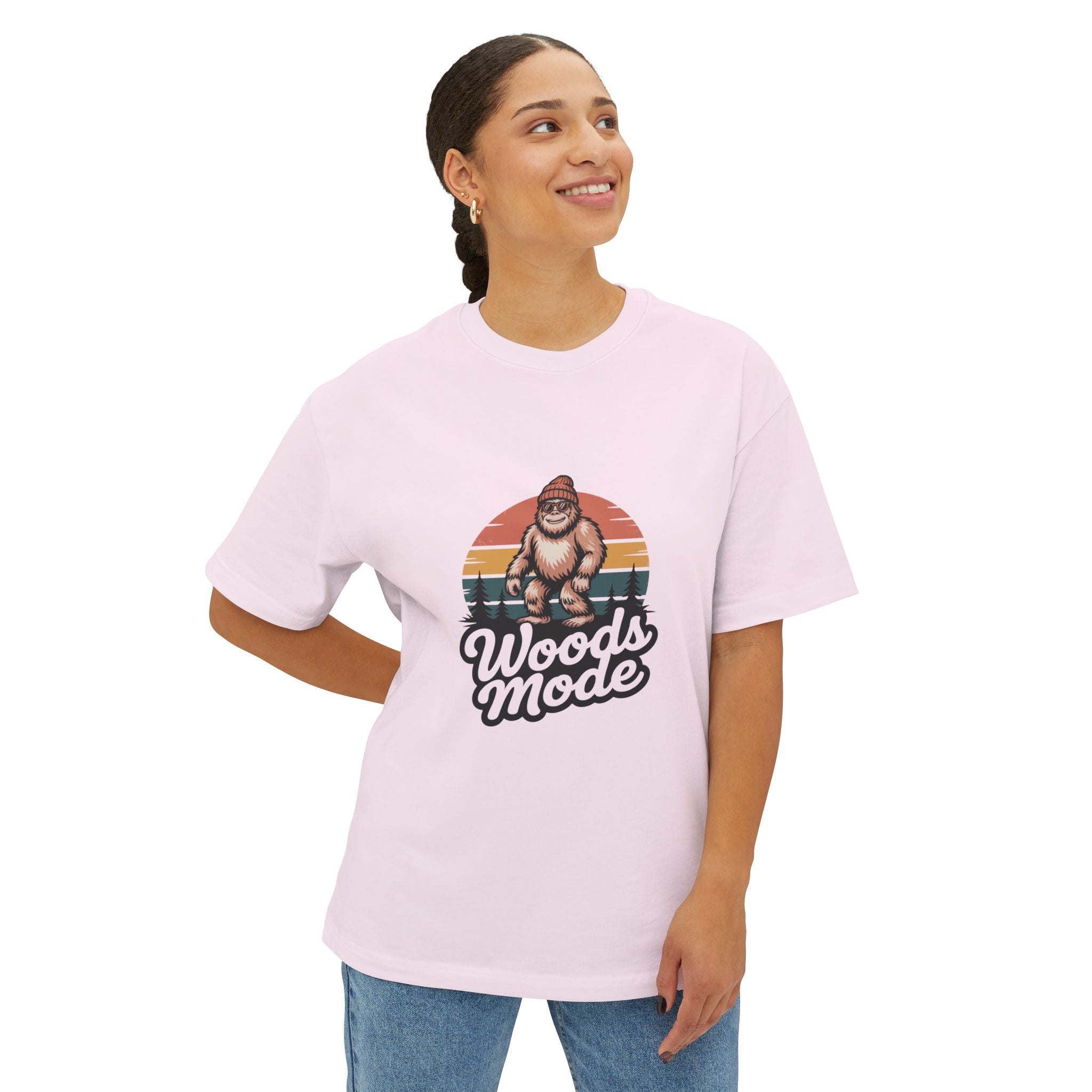 Retro Bigfoot Woods Mode Unisex Oversized Tee