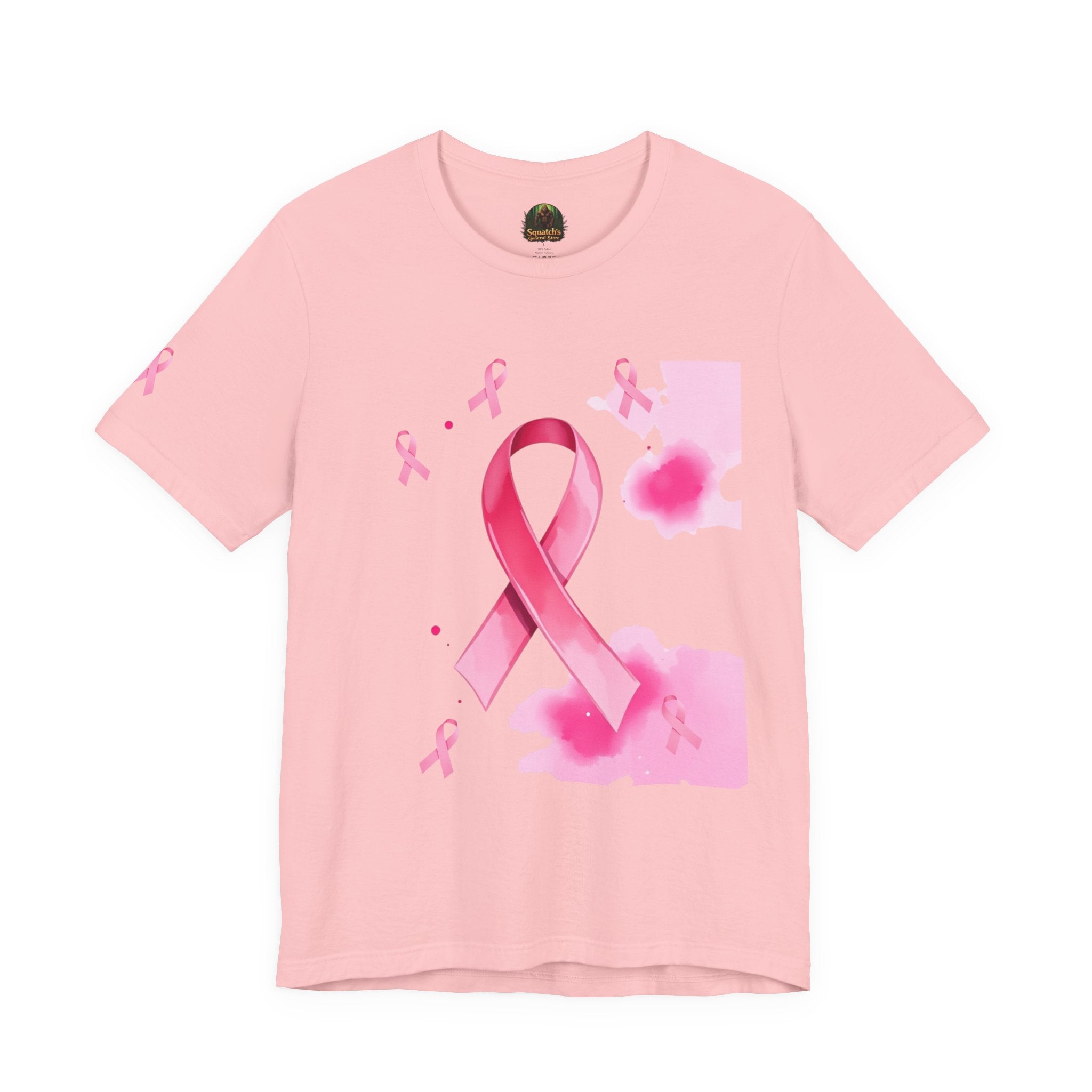 Breast Cancer Awareness Tee - Unisex Jersey Short Sleeve Shirt with Pink Ribbon Design