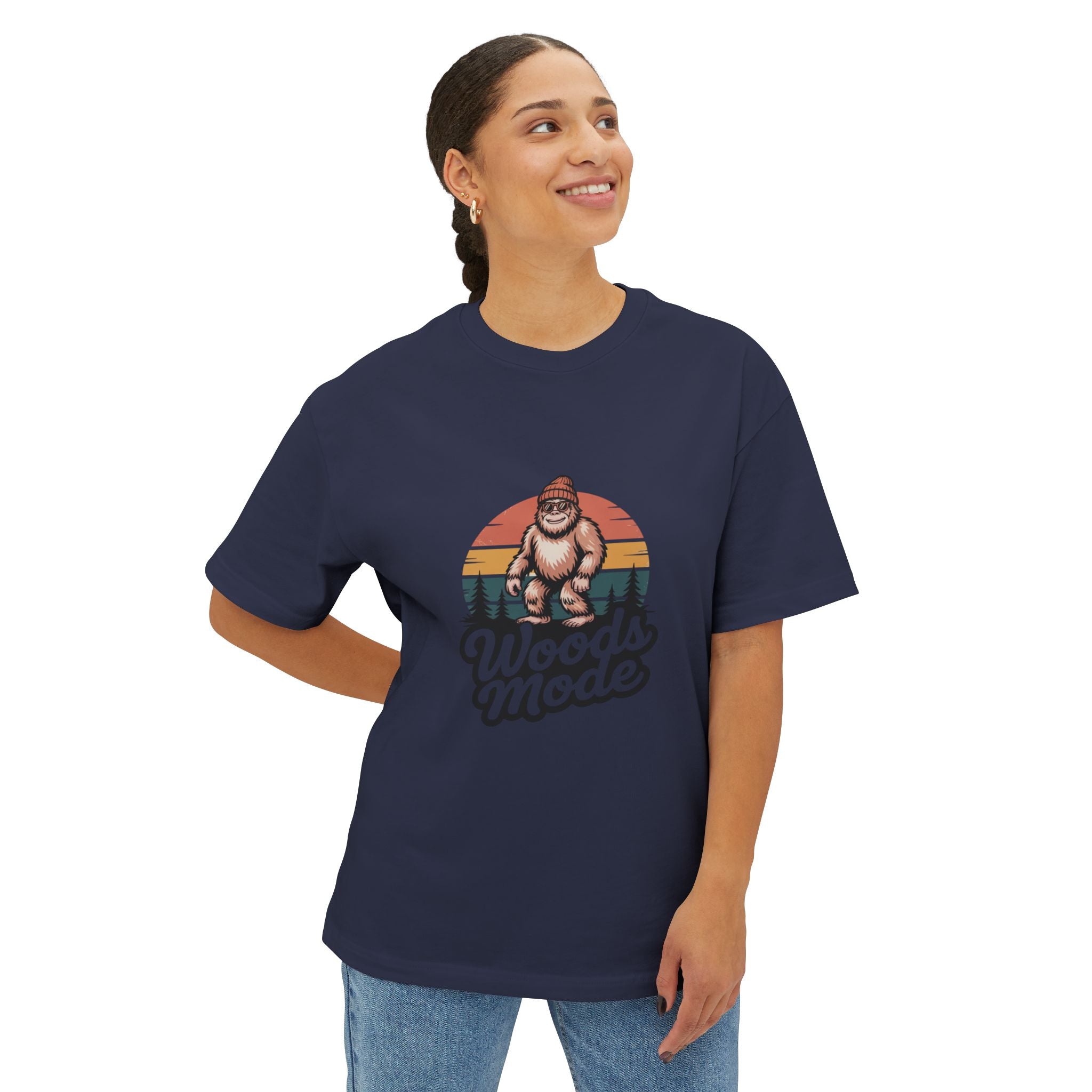 Retro Bigfoot Woods Mode Unisex Oversized Tee