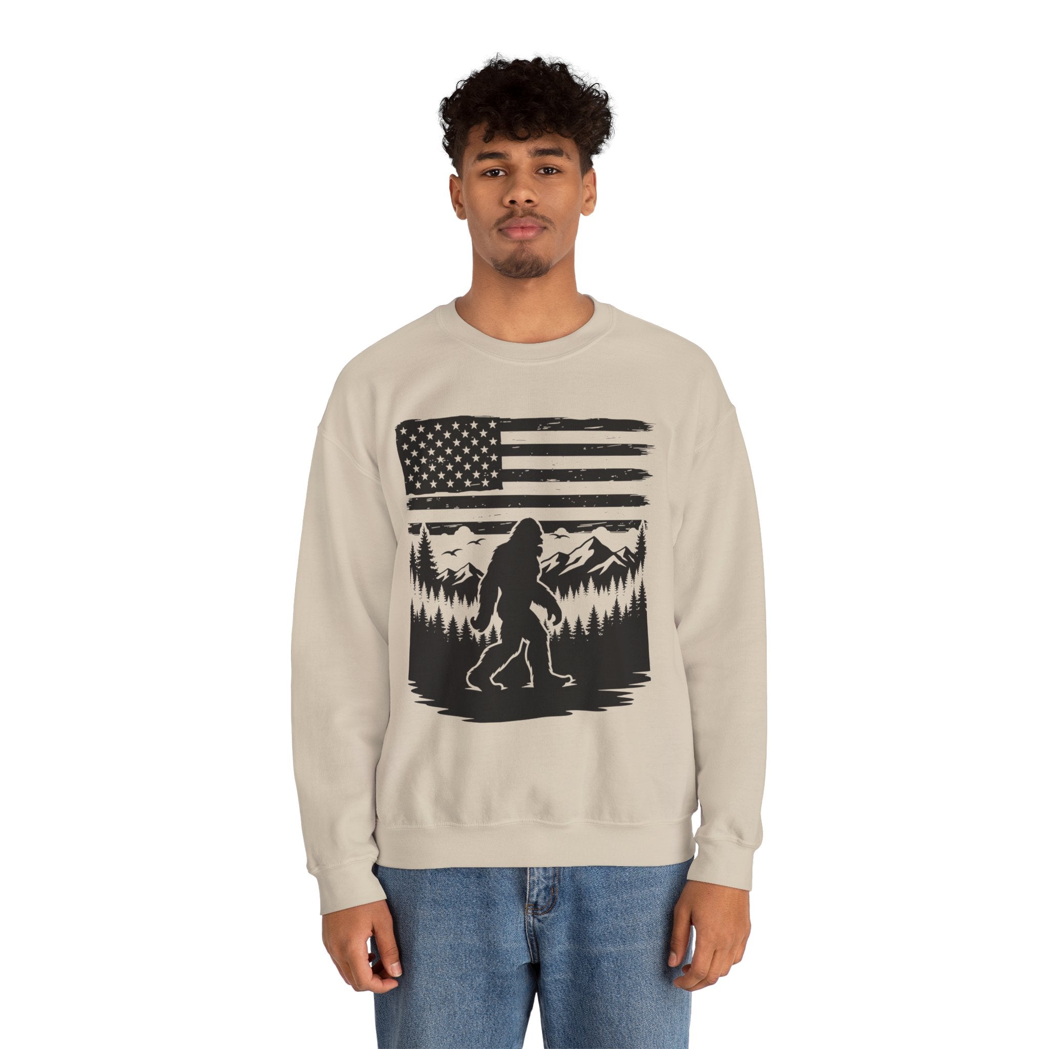 Bigfoot American Flag Crewneck Sweatshirt